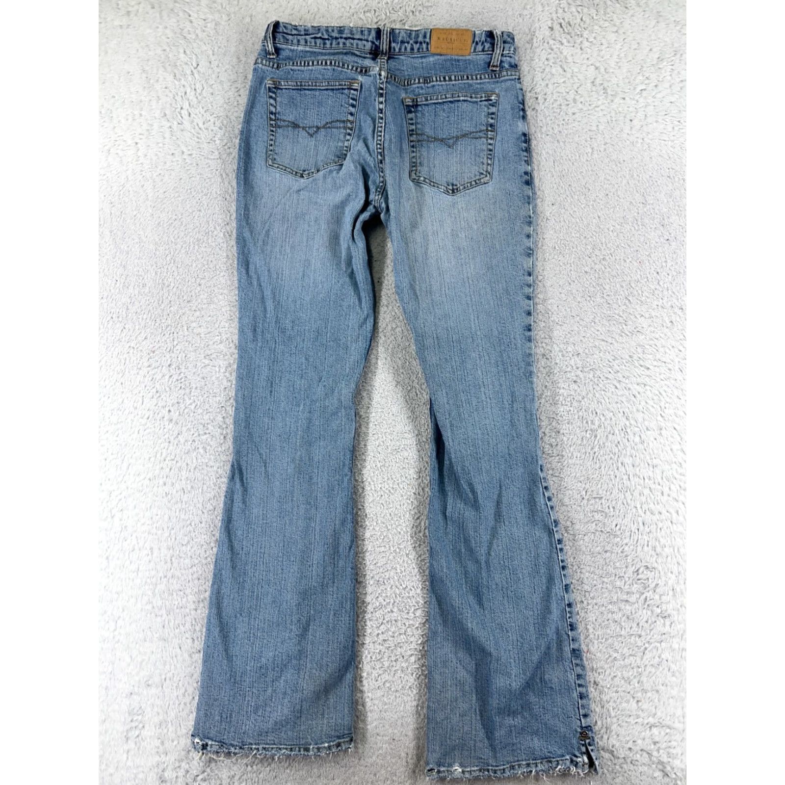 Vintage Maurices Jeans Womens 7 Blue Denim Flared Distressed 5-Pocket Cotton Blend Mid Rise 31 Inseam Size 28" / US 6 / IT 42 - 2 Thumbnail