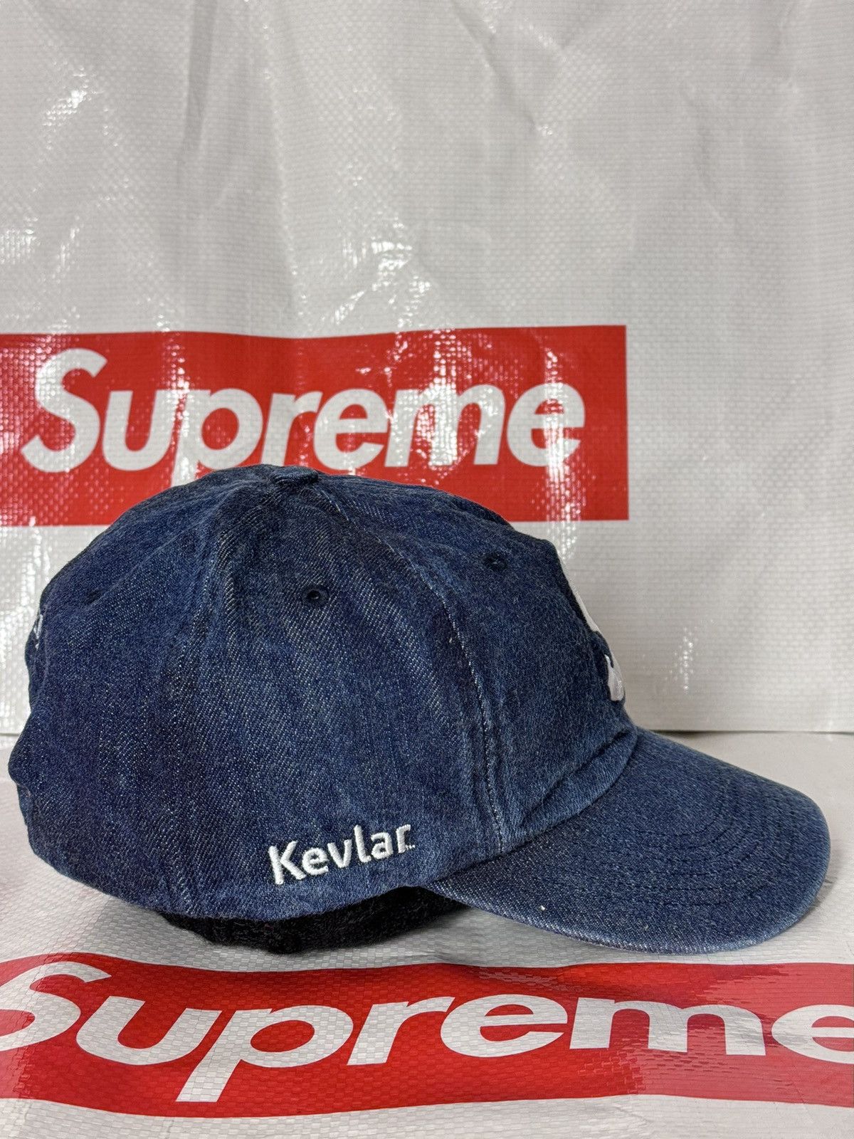 Supreme Supreme Kevlar denim s logo 6 panel camp cap ss 22 | Grailed