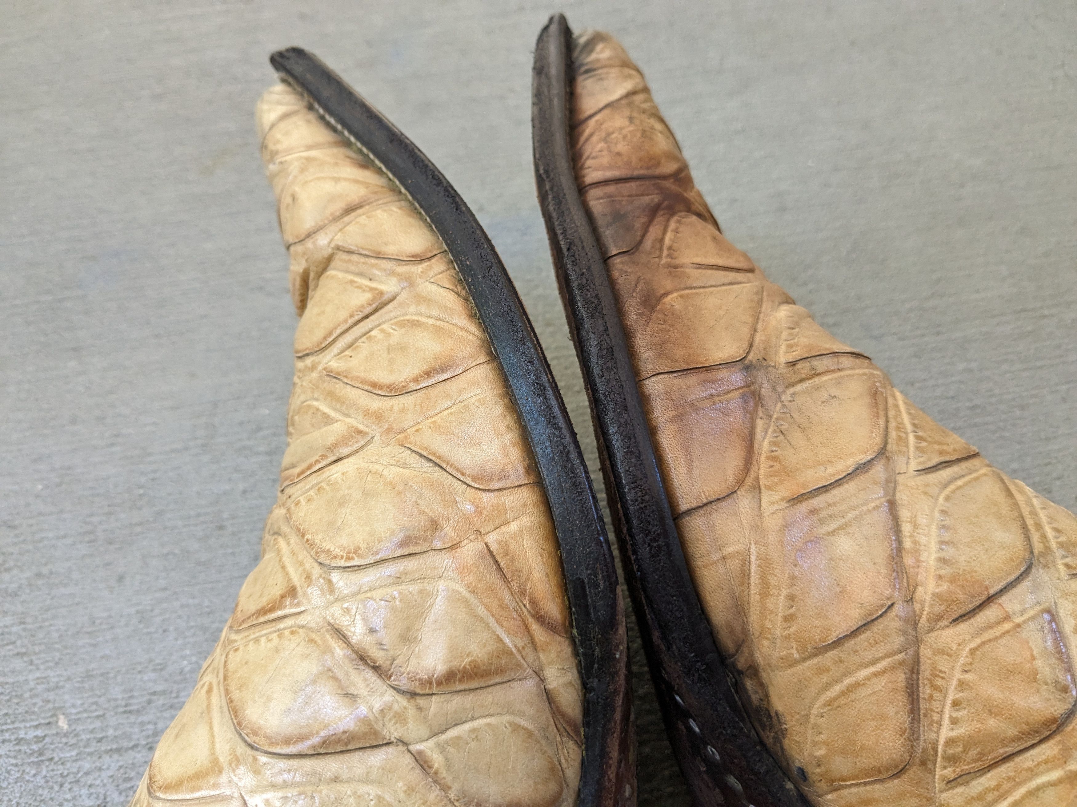Genuine Leather Vintage Cowboy Boots Beige Leather 10.5 Botas Western Size US 10.5 / EU 43-44 - 14 Thumbnail