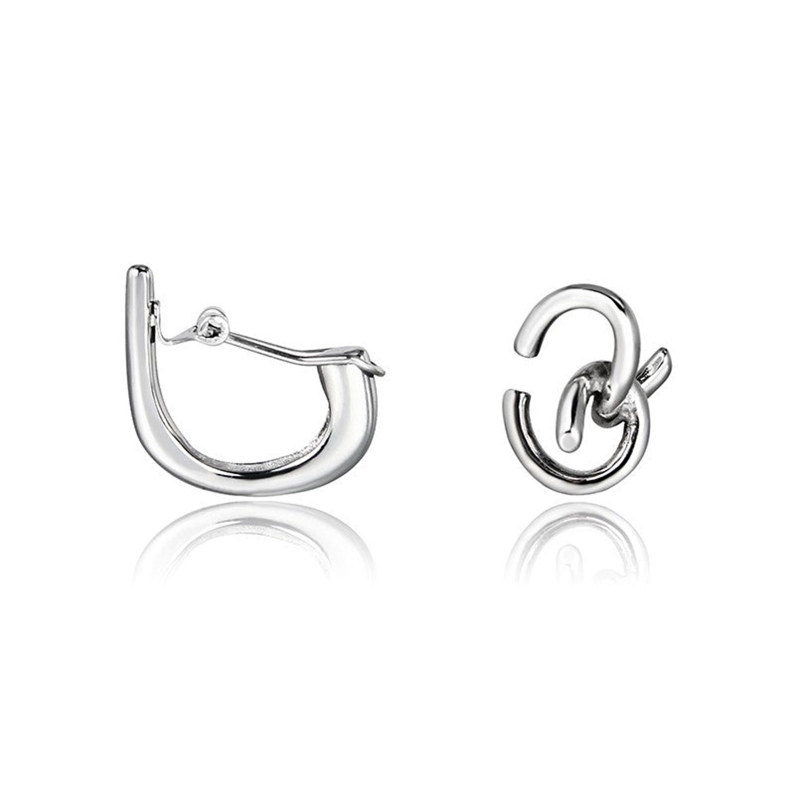 Jewelry Silver Geometric Hoop Earrings, Modern Minimalist Jewelry Size ONE SIZE - 5 Thumbnail