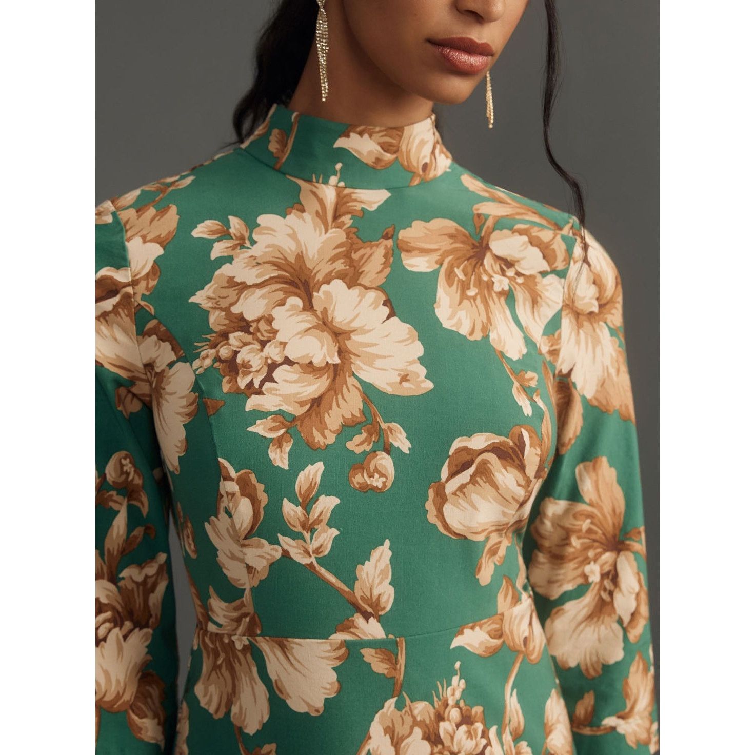 Anthropologie New Maeve Mock-Neck Stretch Shift Mini Dress $160 4 Floral Size S / US 4 / IT 40 - 2 Thumbnail