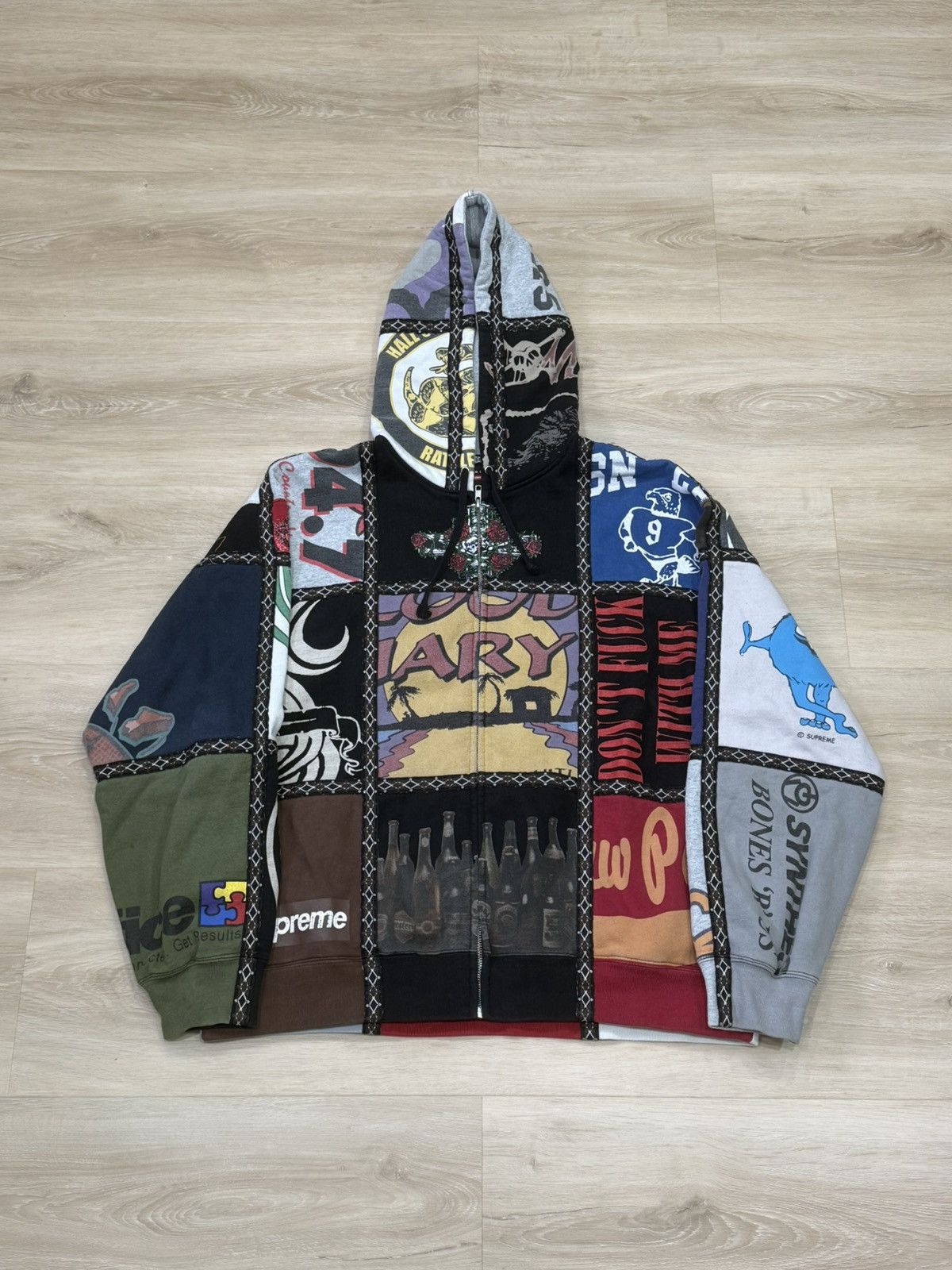 Number (N)ine × Supreme Supreme Number Nine Patchwork Zip Hoodie