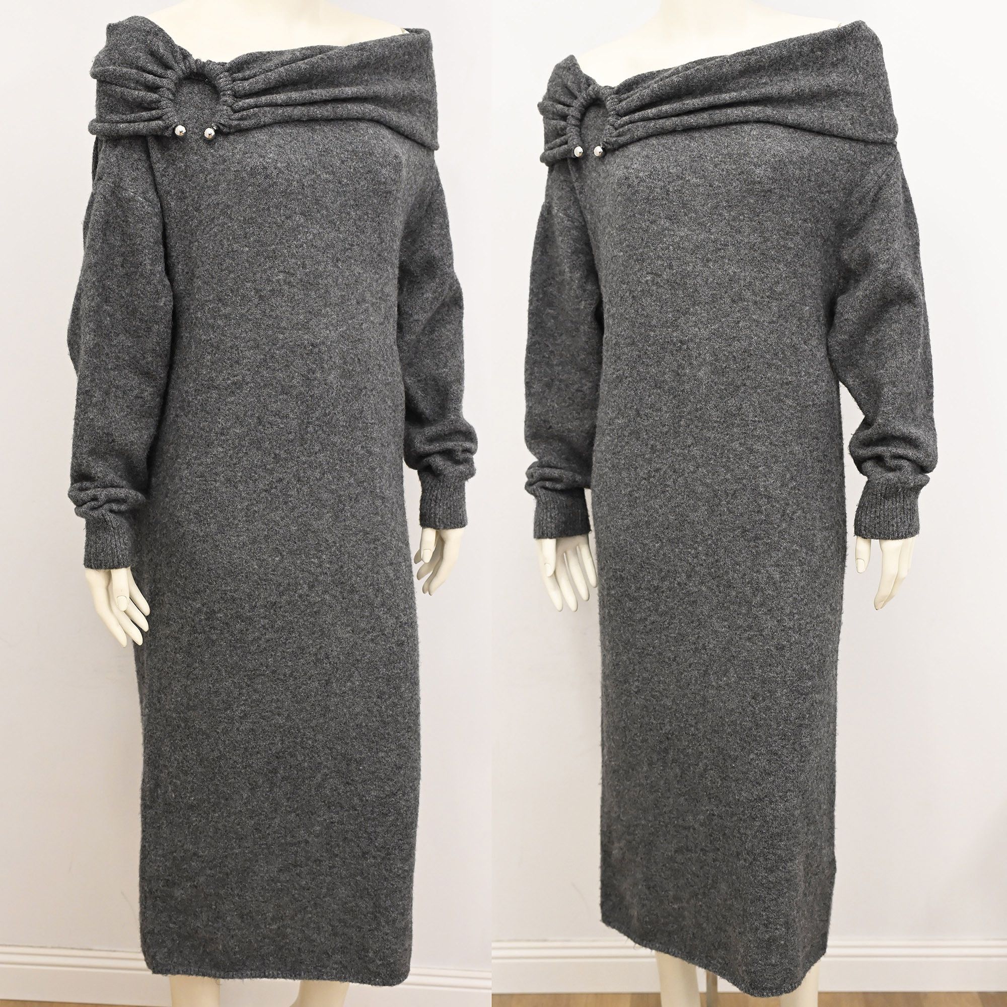 Zara Zara draped soft knit midi dress in grey size S Size S / US 4 / IT 40 - 3 Thumbnail