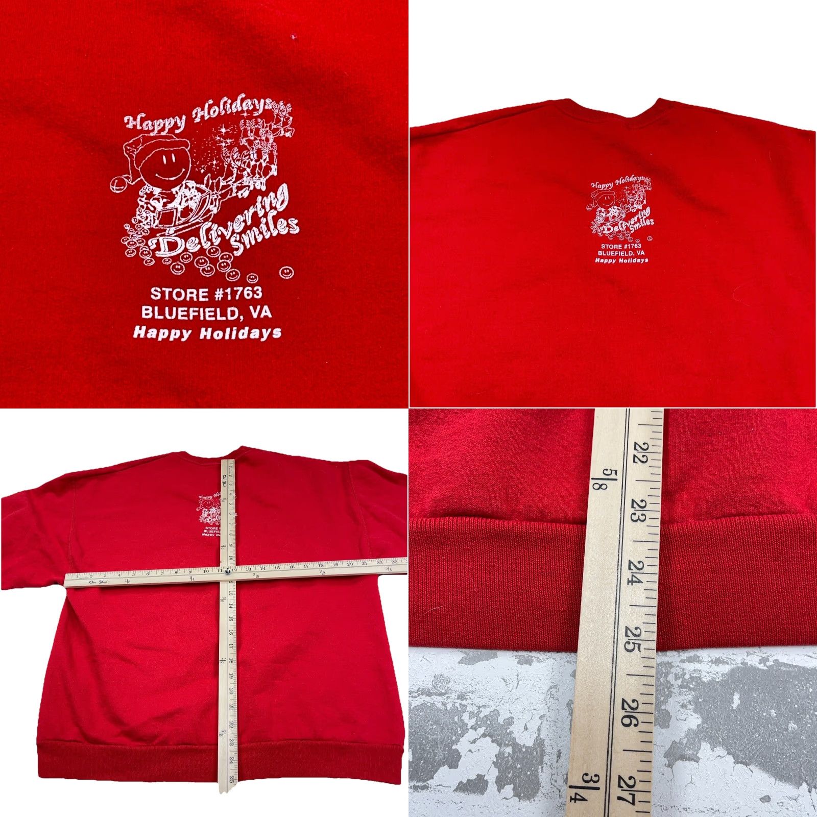 Vintage VINTAGE Christmas Sweater Women L Red Crew Neck Sweatshirt USA 90s Smiley Shirt Womens Holiday 90s USA Christmas Graphic Print Pullover Knit Size L / US 10 / IT 46 - 8 Thumbnail