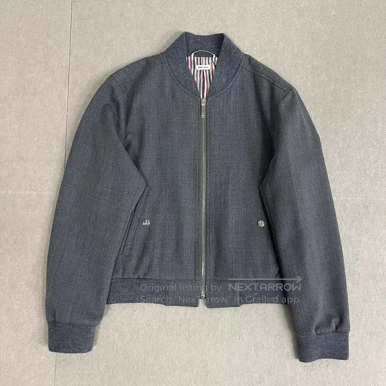 Thom Browne Thom Browne Gray Baseball Jacket Size US XS / EU 42 / 0 - 1 Thumbnail