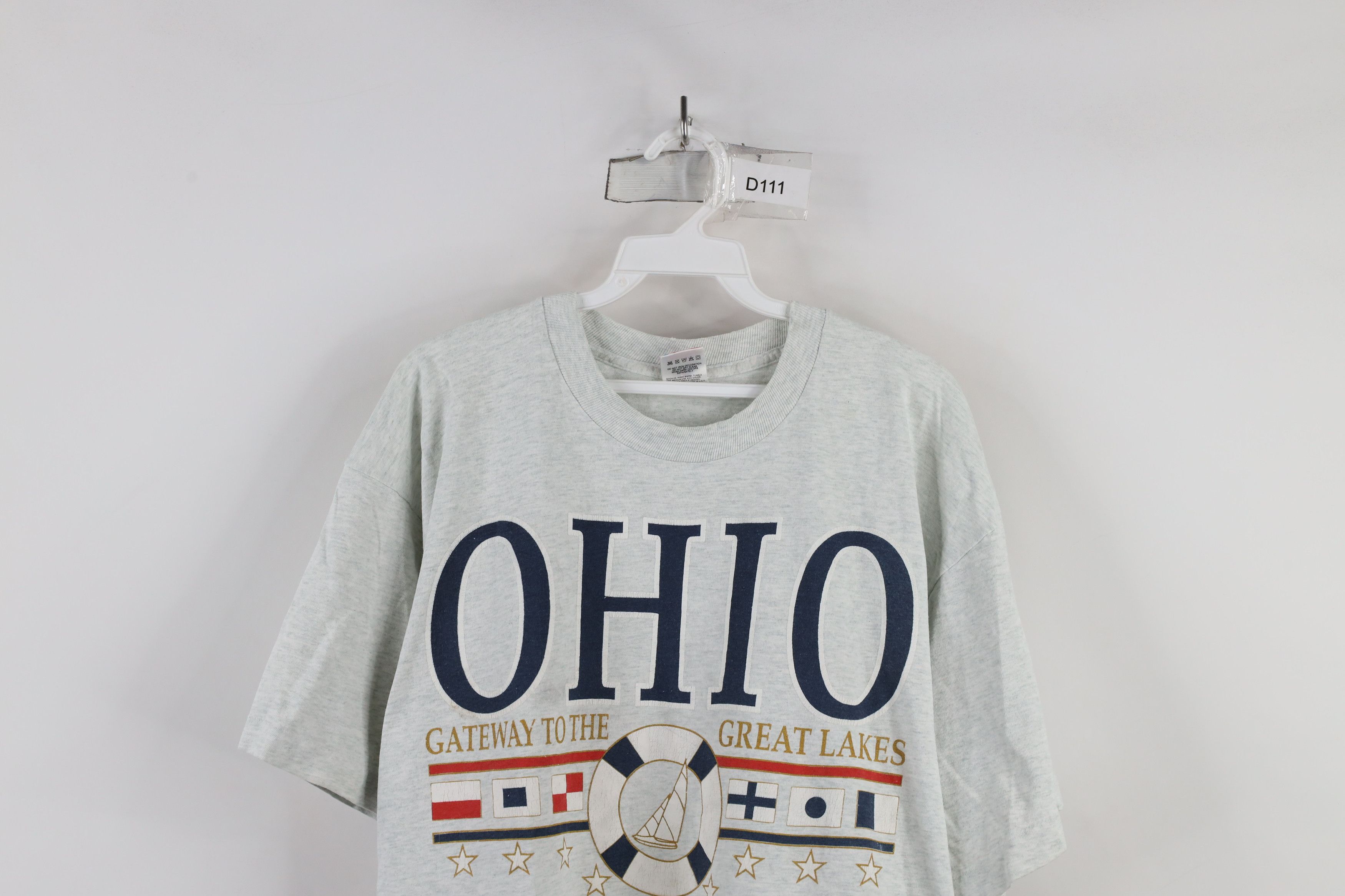 Vintage Vintage 90s Streetwear Ohio Sailing Flags T-Shirt Gray USA Size US XL / EU 56 / 4 - 2 Thumbnail