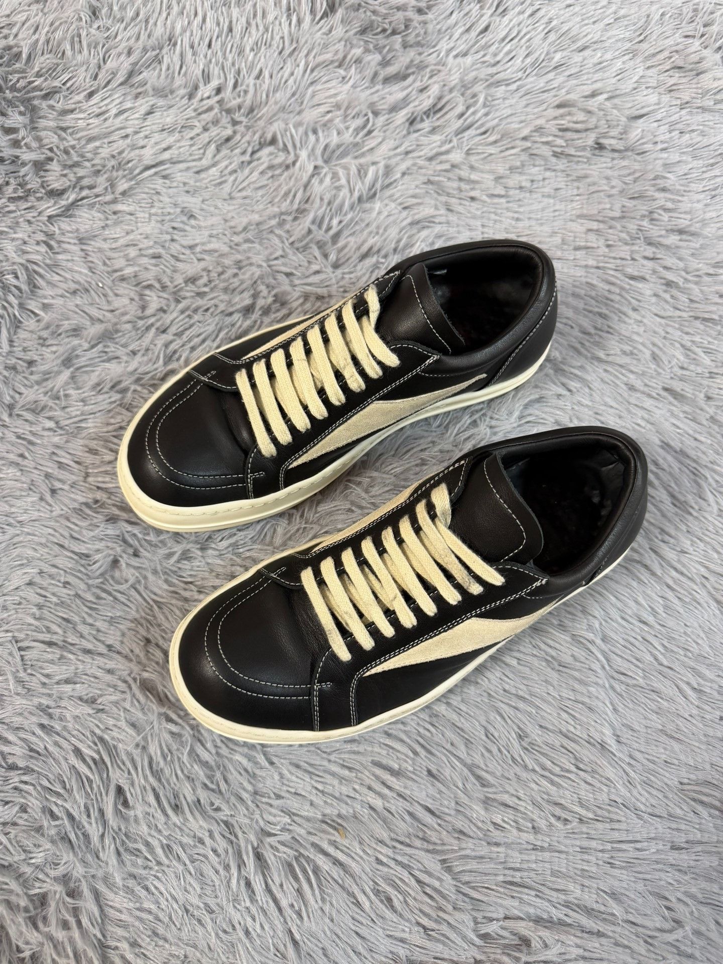 Rick Owens Leather Black Lowtop Sneakers 40 Men