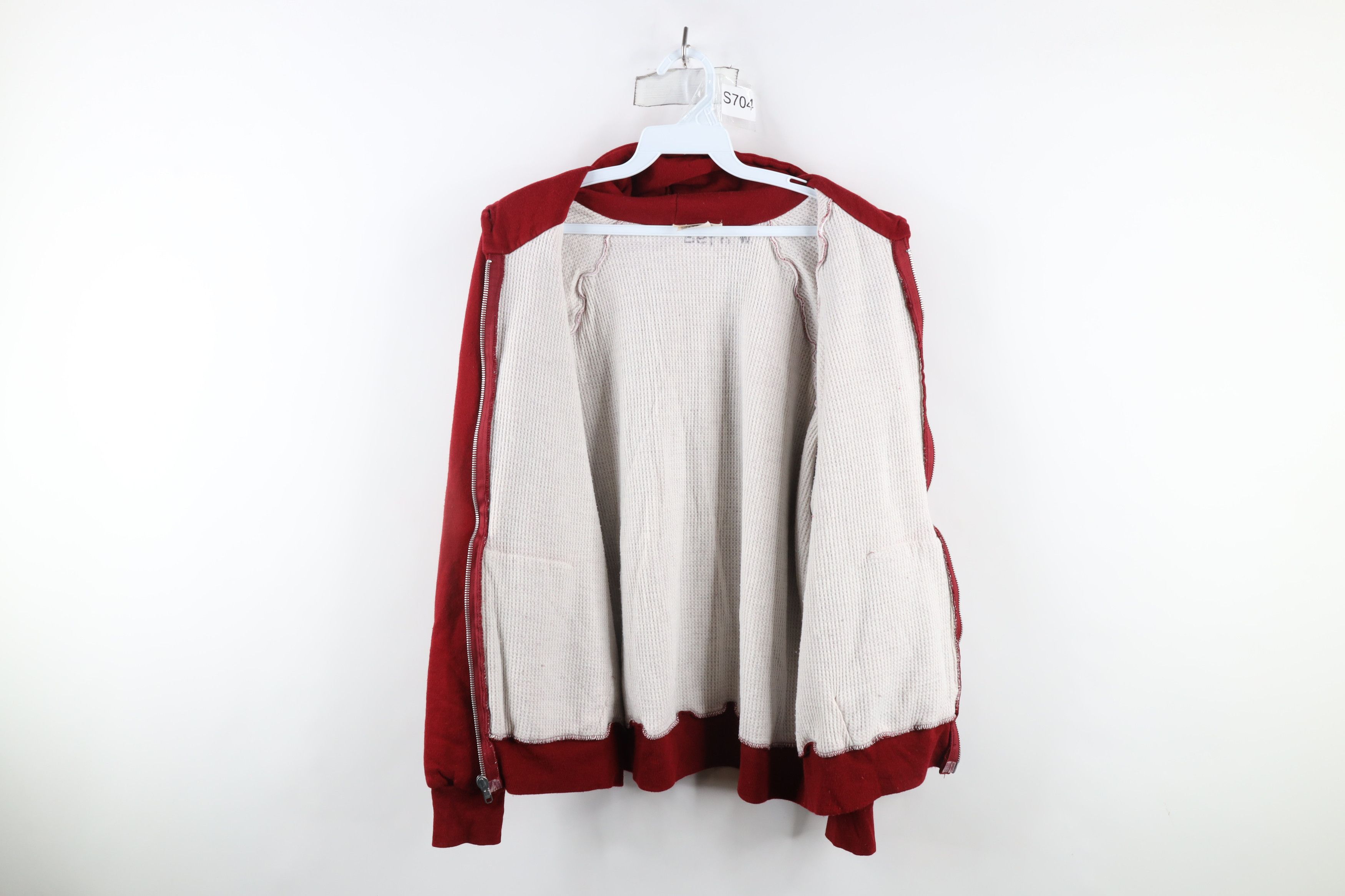 Vintage Vintage 70s Streetwear Thermal Waffle Knit Lined Hoodie USA Size ONE SIZE - 11 Thumbnail