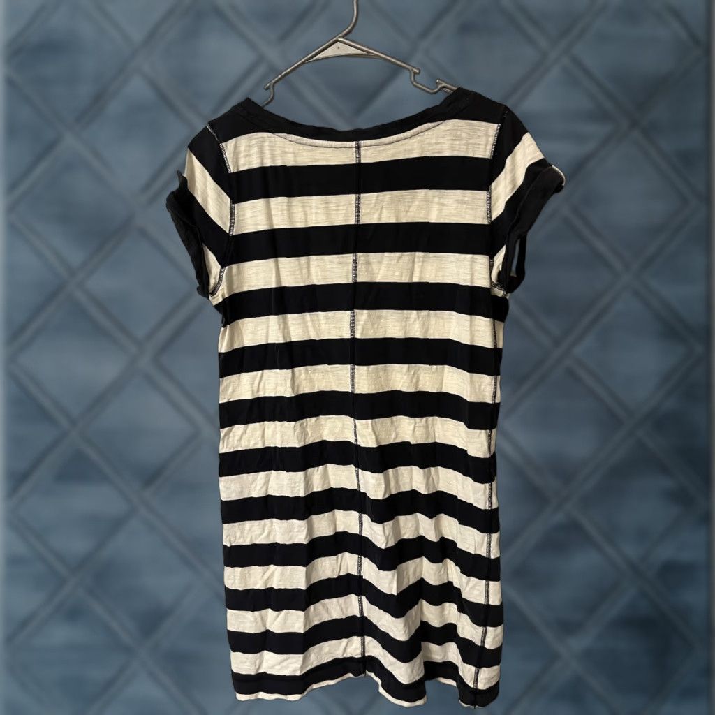 Banana Republic Banana Republic L T-Shirt Dress Shirt Dress Navy Multicolor Nautical Knit Cotton Cap Sleeve Knee Length Women L Size L / US 10 / IT 46 - 1 Thumbnail