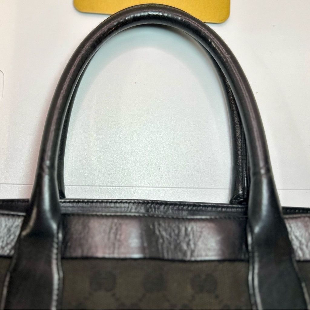 Gucci Gucci Black Tote Hand Bag with Iconic GG Design Size ONE SIZE - 6 Thumbnail