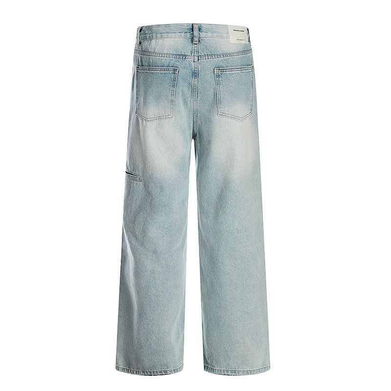 Jean American retro high street wide-leg washed jeans for men Size US 32 / EU 48 - 2 Thumbnail