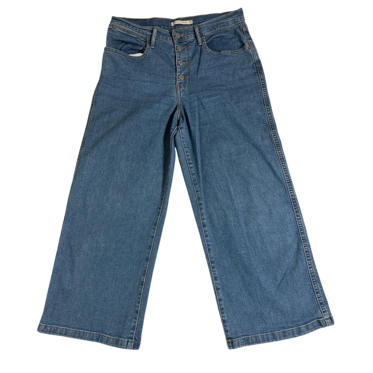Unknown London Levi's 501 Mile High Cropped Wide Leg Jeans Women’s Size 30 Size 30" / US 8 / IT 44 - 1 Thumbnail