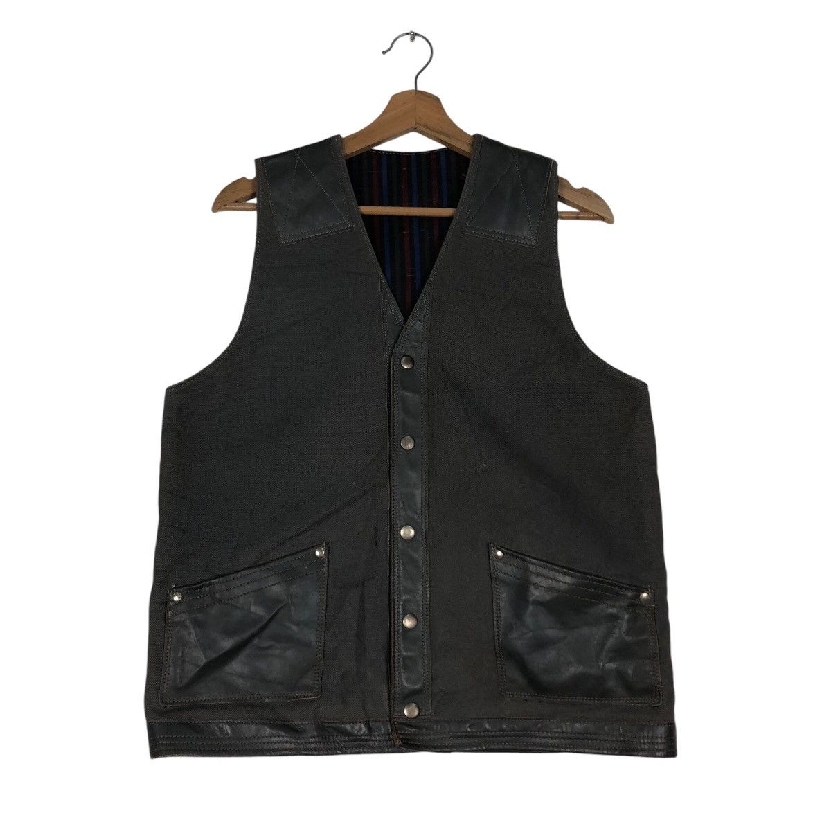 Japanese Brand × Vintage 📌Vintage Waist Coats Vest Duck Canvas Blanket Tartan Size US M / EU 48-50 / 2 - 2 Thumbnail