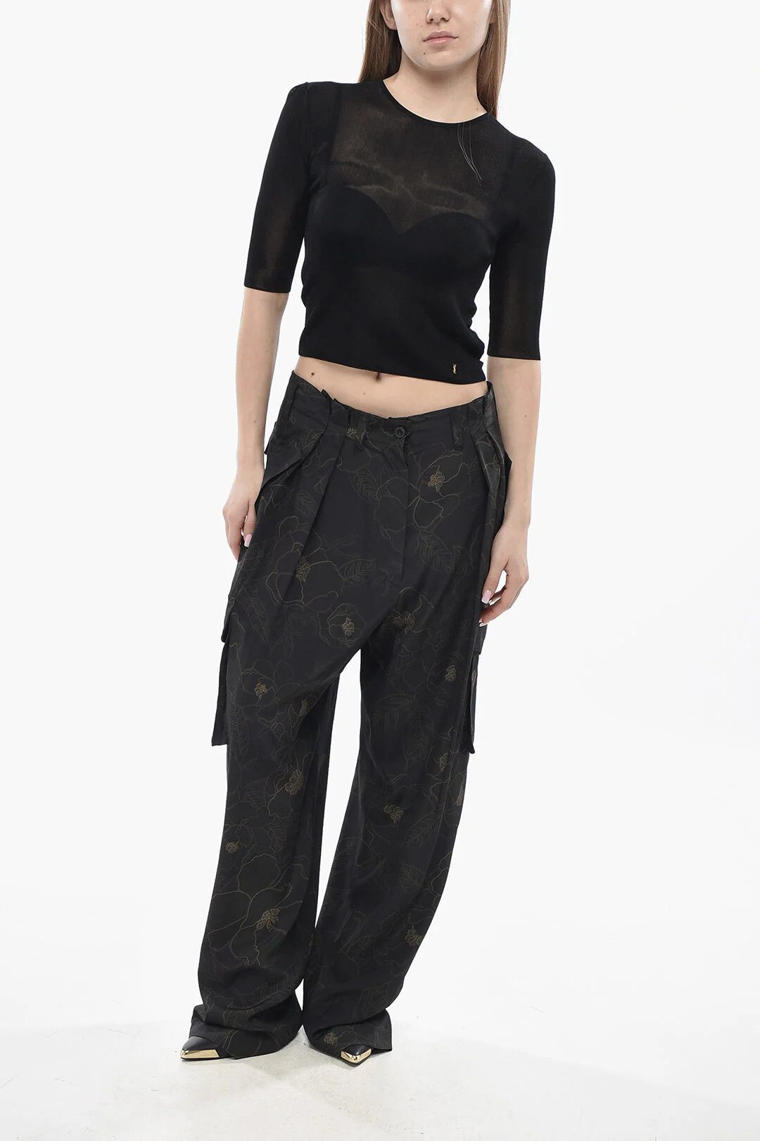 Dries Van Noten og1mm0426 Silk Cargo Pant in Black Size 28" / US 6 / IT 42 - 4 Thumbnail