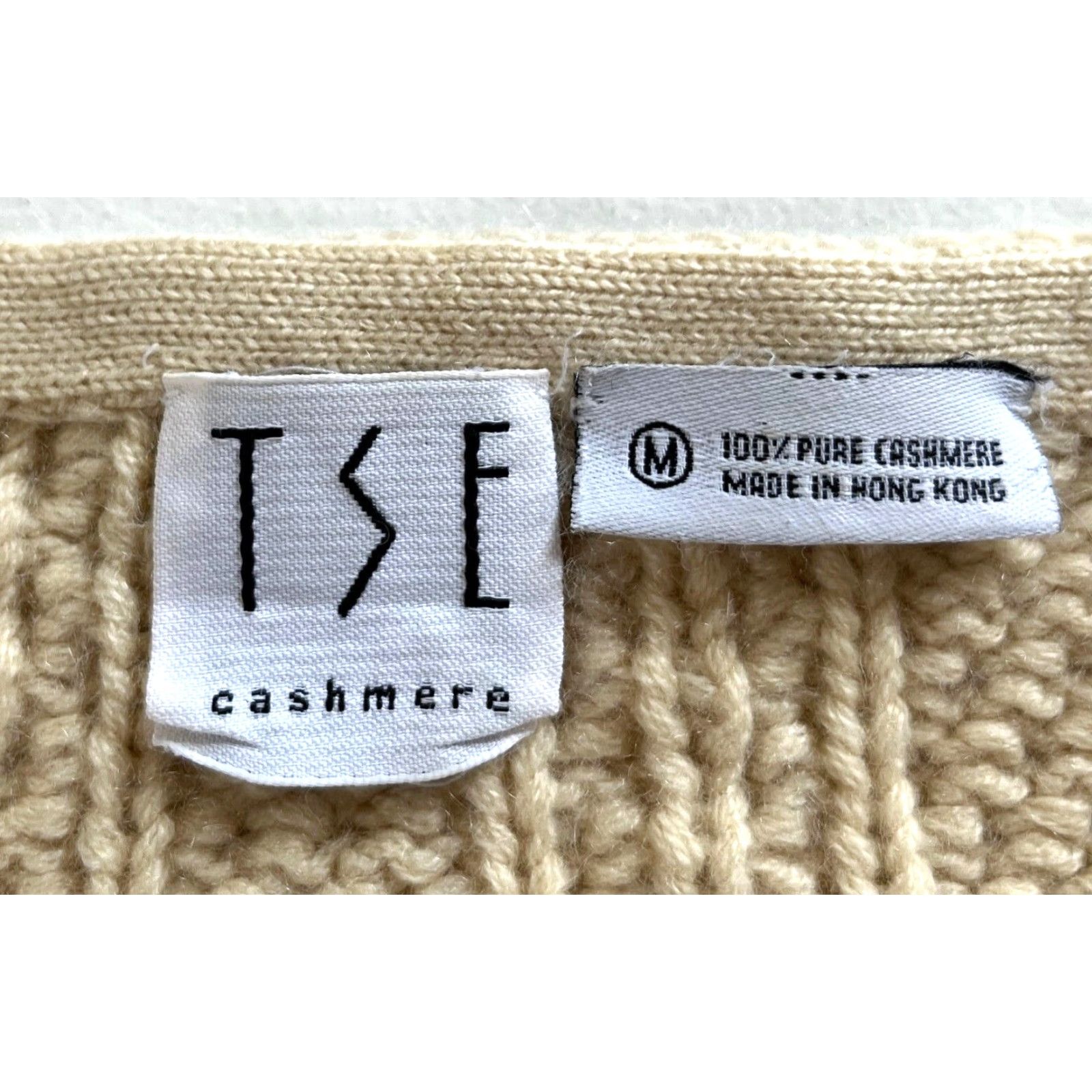 Tse VINTAGE TSE Women's Cable Knit Cashmere Sweater Sz M Crew Neck Ivory 90s Pullover Womens Size M / US 6-8 / IT 42-44 - 6 Thumbnail