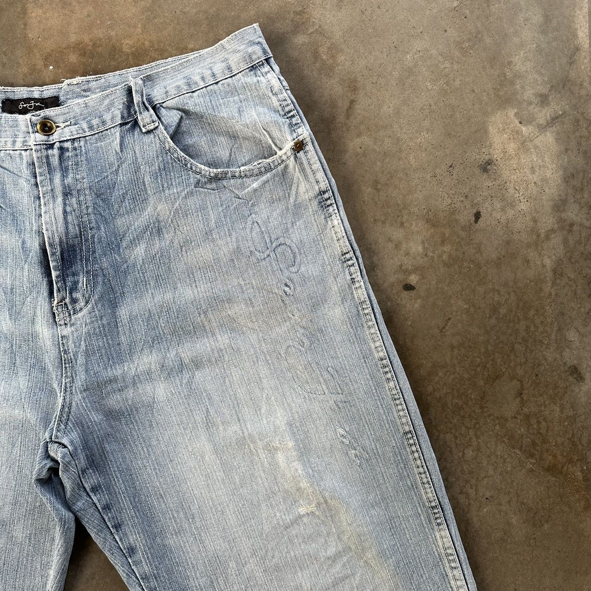 Japanese Brand Vintage Sean John Lightwash Faded Jean Distressed Denim Pant Size US 39 - 5 Thumbnail