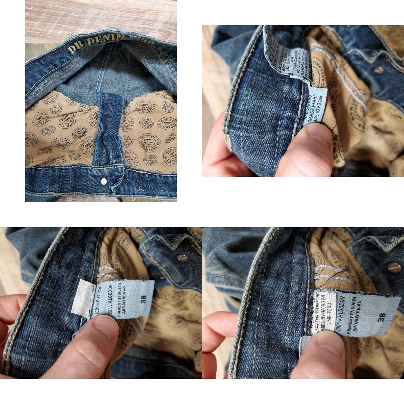 VINTAGE Dr. Denim Jeans Cropped 5-Pocket Zip Pockets Camouflage