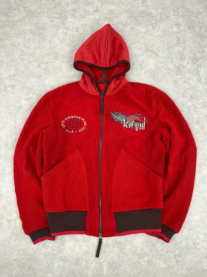 Marithe + Francois Girbaud 1990s Marithé + François Girbaud Red Fleece Embroidered Zip Jacket Size S / US 4 / IT 40 - 4 Thumbnail