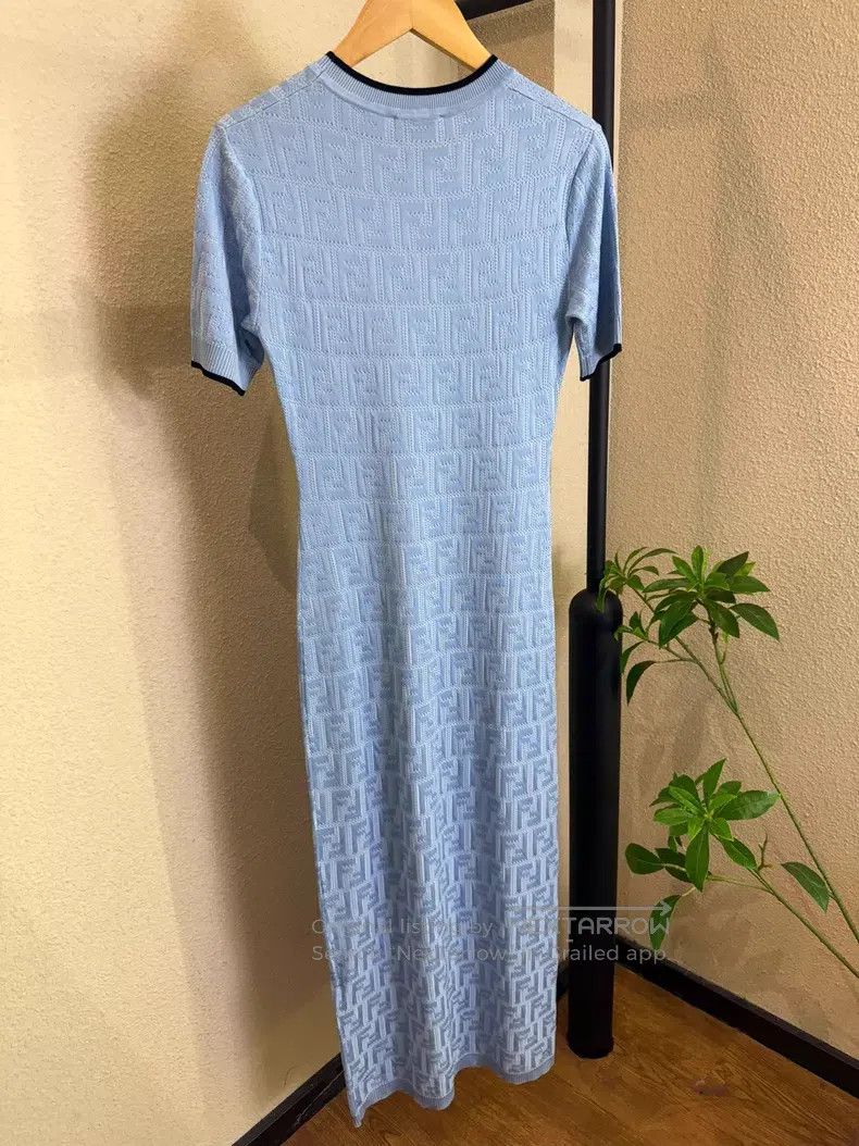 Fendi Fendi Blue Monogram Print Dress Size XXS / US 00 / IT 34 - 2 Thumbnail