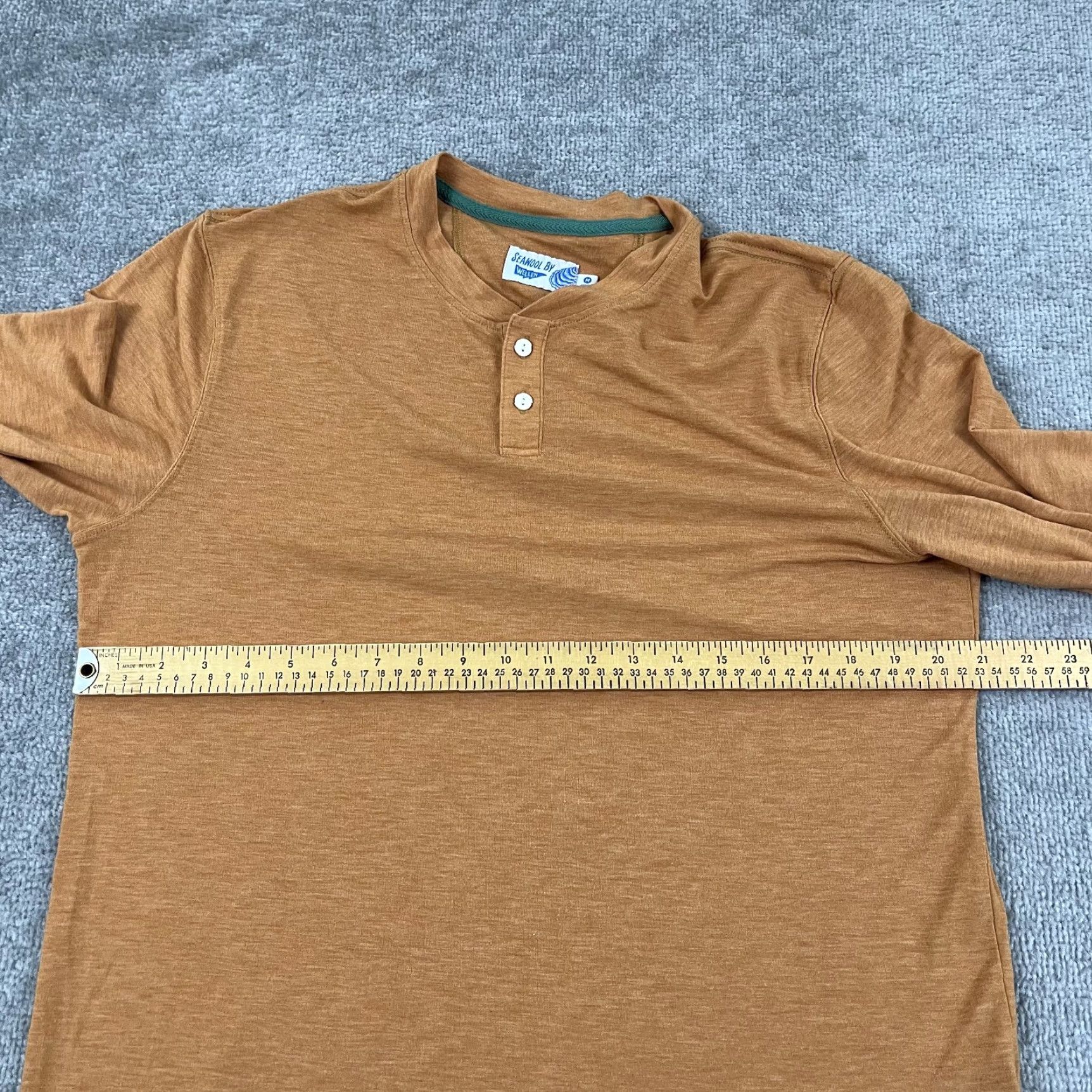 Vintage VINTAGE Seawool by Wellen Shirt Mens Medium Orange Henley Long Sleeve 1/4 Button Size US M / EU 48-50 / 2 - 6 Thumbnail
