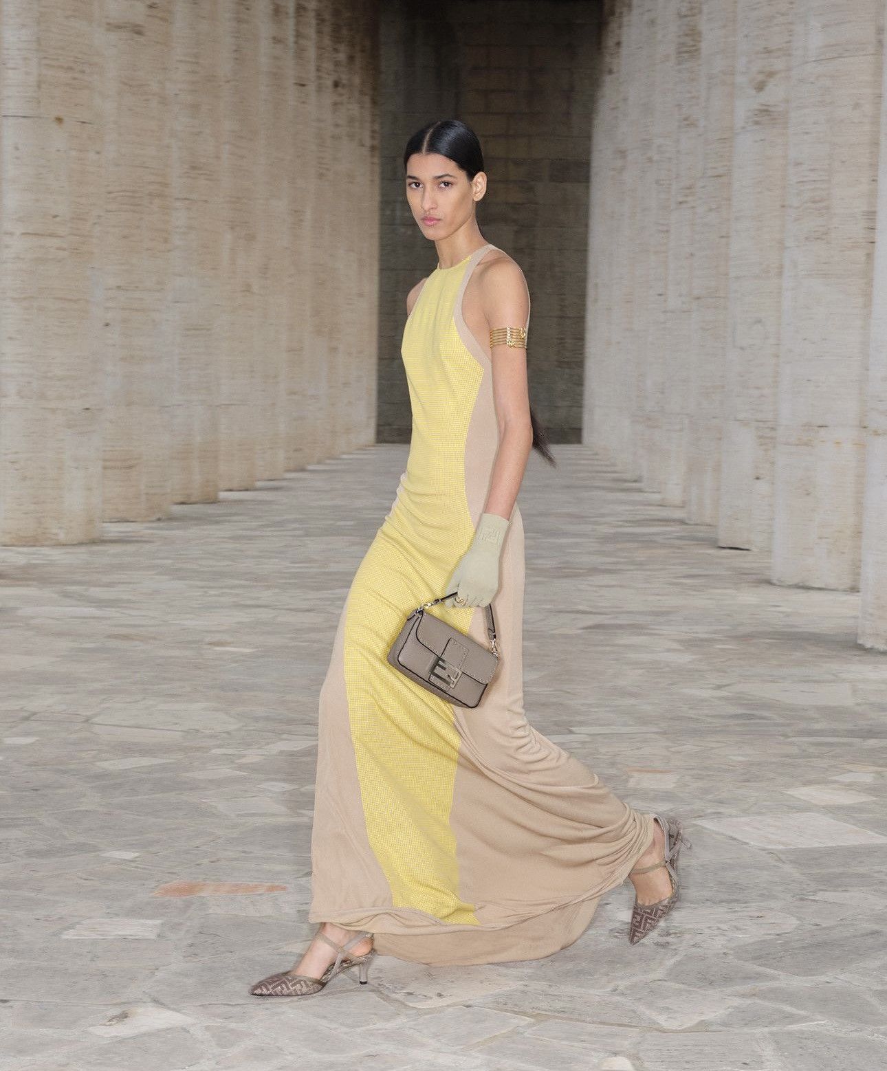 Fendi Fendi Yellow Jersey Dress Size XS / US 0-2 / IT 36-38 - 6 Thumbnail