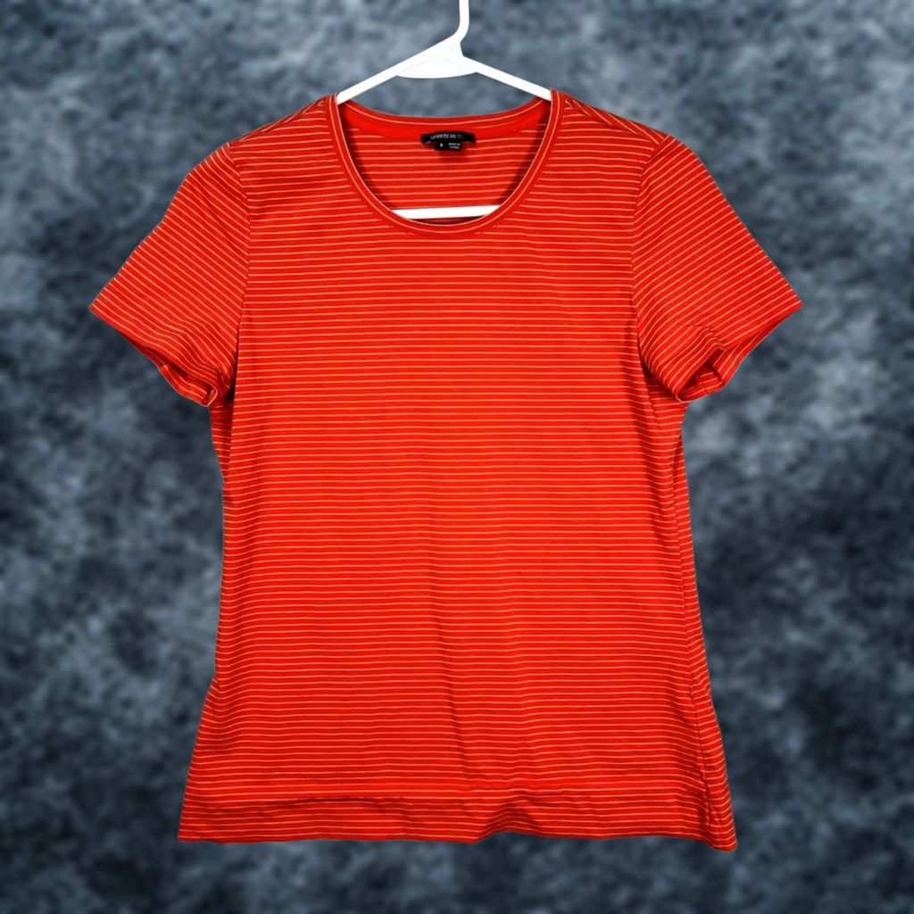 Vintage Lafayette 148 Womens Small Red Striped Short Sleeve Top Cotton Blend T Shirt Size S / US 4 / IT 40 - 1 Thumbnail
