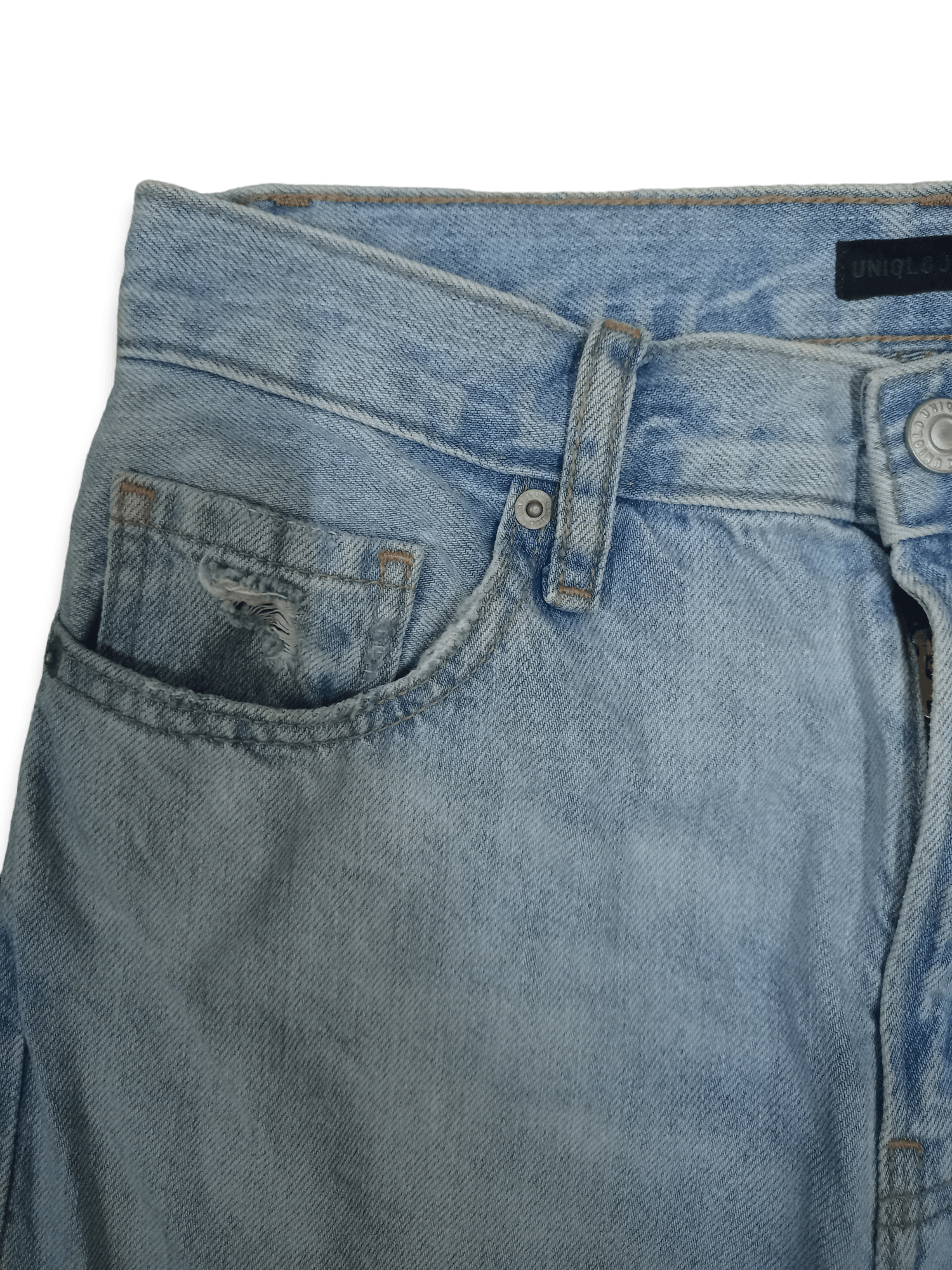 Japanese Brand × Uniqlo Vintage Japanese Uniqlo Blue Wash High Rise Distressed Jeans Size US 26 / EU 42 - 5 Thumbnail