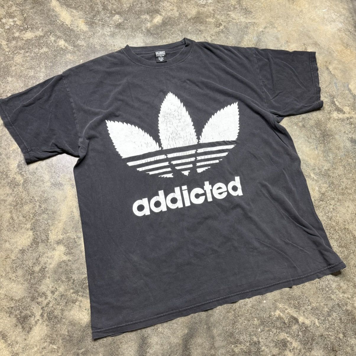 vintage adidas addicted weed faded baggy tshirt
