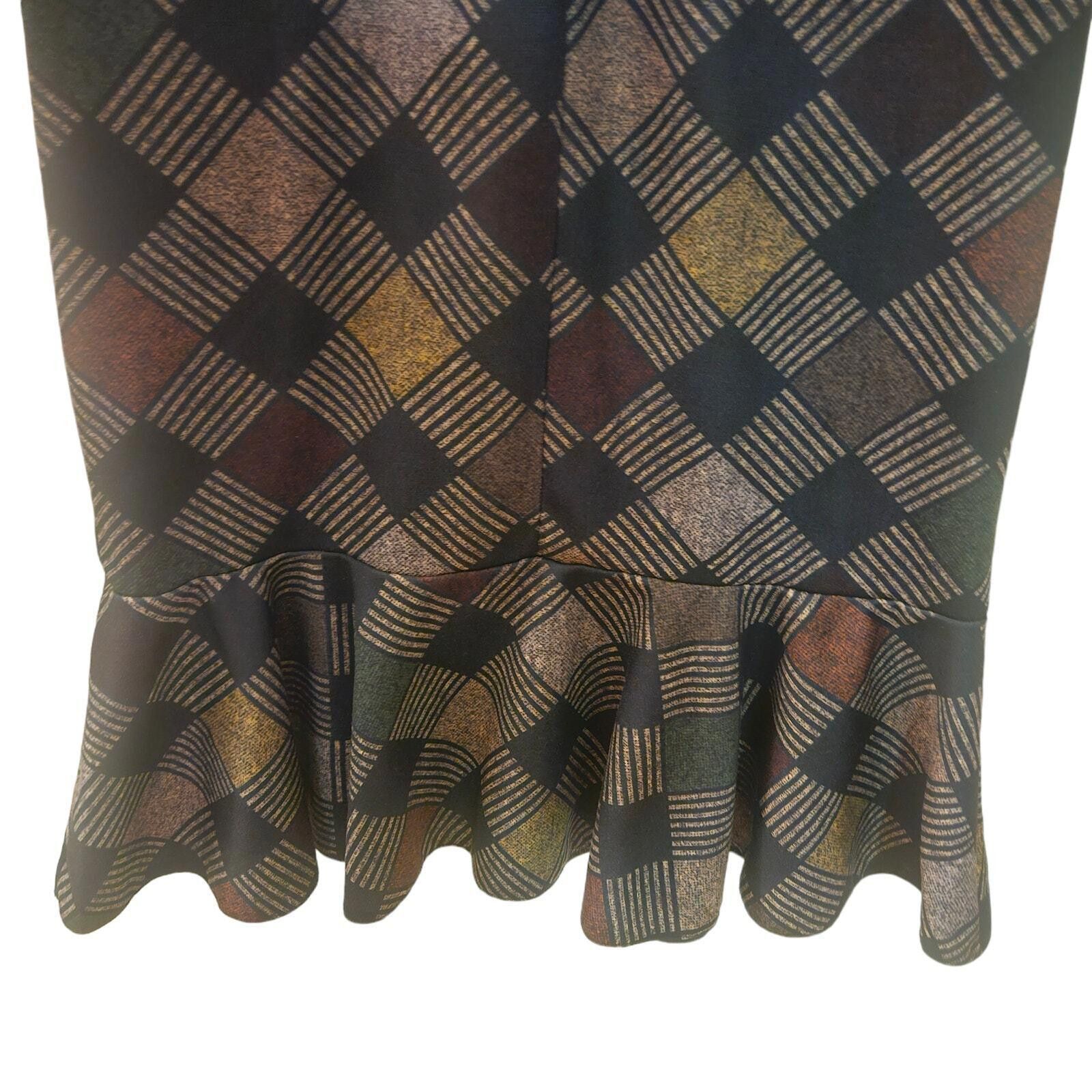 Venus Venus Plaid Peplum Hem Midi Dress Multicolor Size Medium Size M / US 6-8 / IT 42-44 - 4 Thumbnail