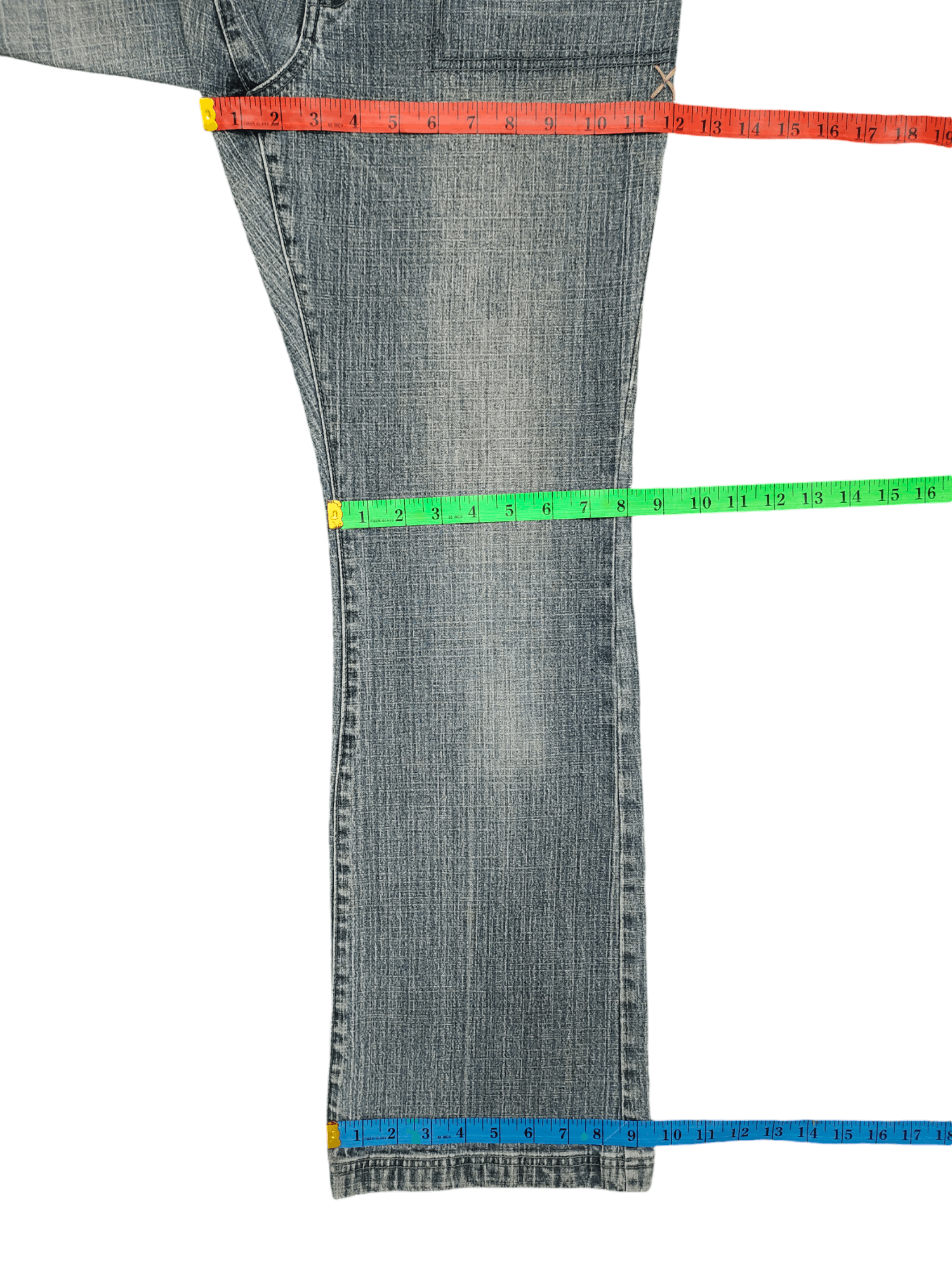 If Six Was Nine Flare Jeans La Redoute Tribal Clawmark Faded Bootcut Y2k Size US 31 - 13 Thumbnail