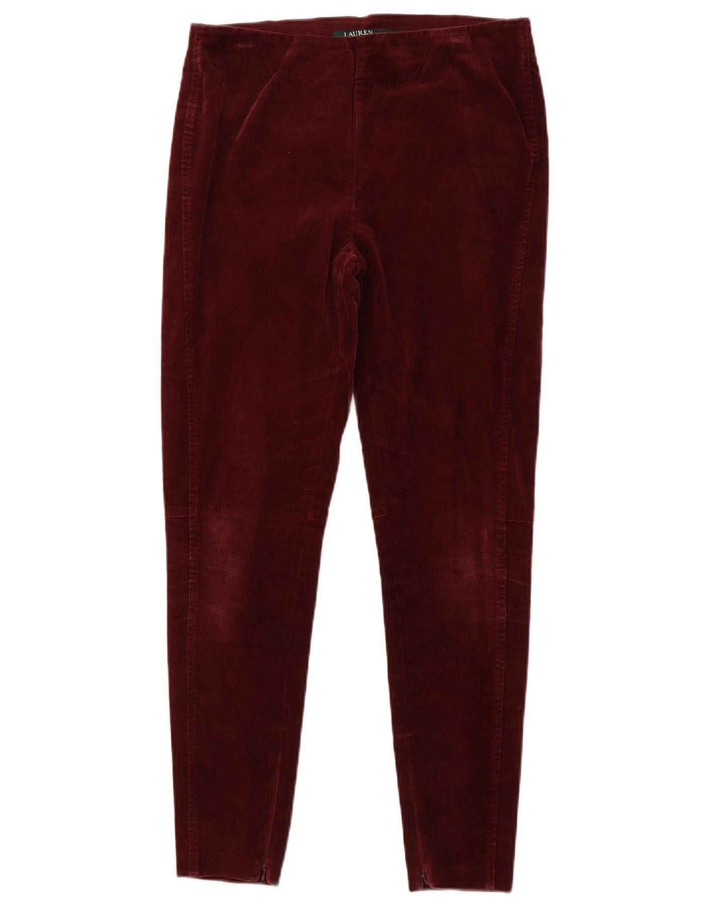 Ralph Lauren Womens Slim Corduroy Trousers US 8 Medium W30 L27 Burgundy Size 27" / US 4 / IT 40 - 1 Thumbnail