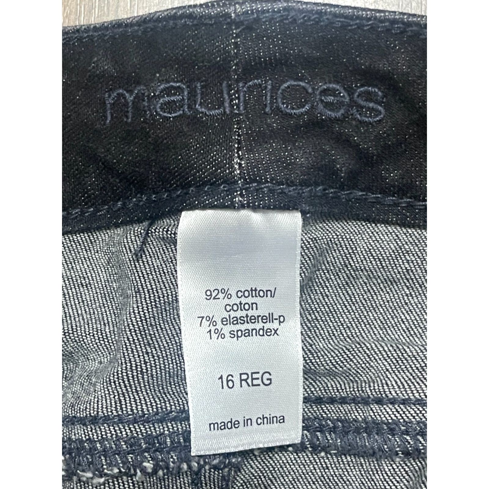 Vintage Maurices Jeans Womens 16 Black Denim Frayed Hem 5-Pocket Regular Inseam 26 Pockets Stretch Jeans Size 38" / US 16 / IT 52 - 5 Thumbnail