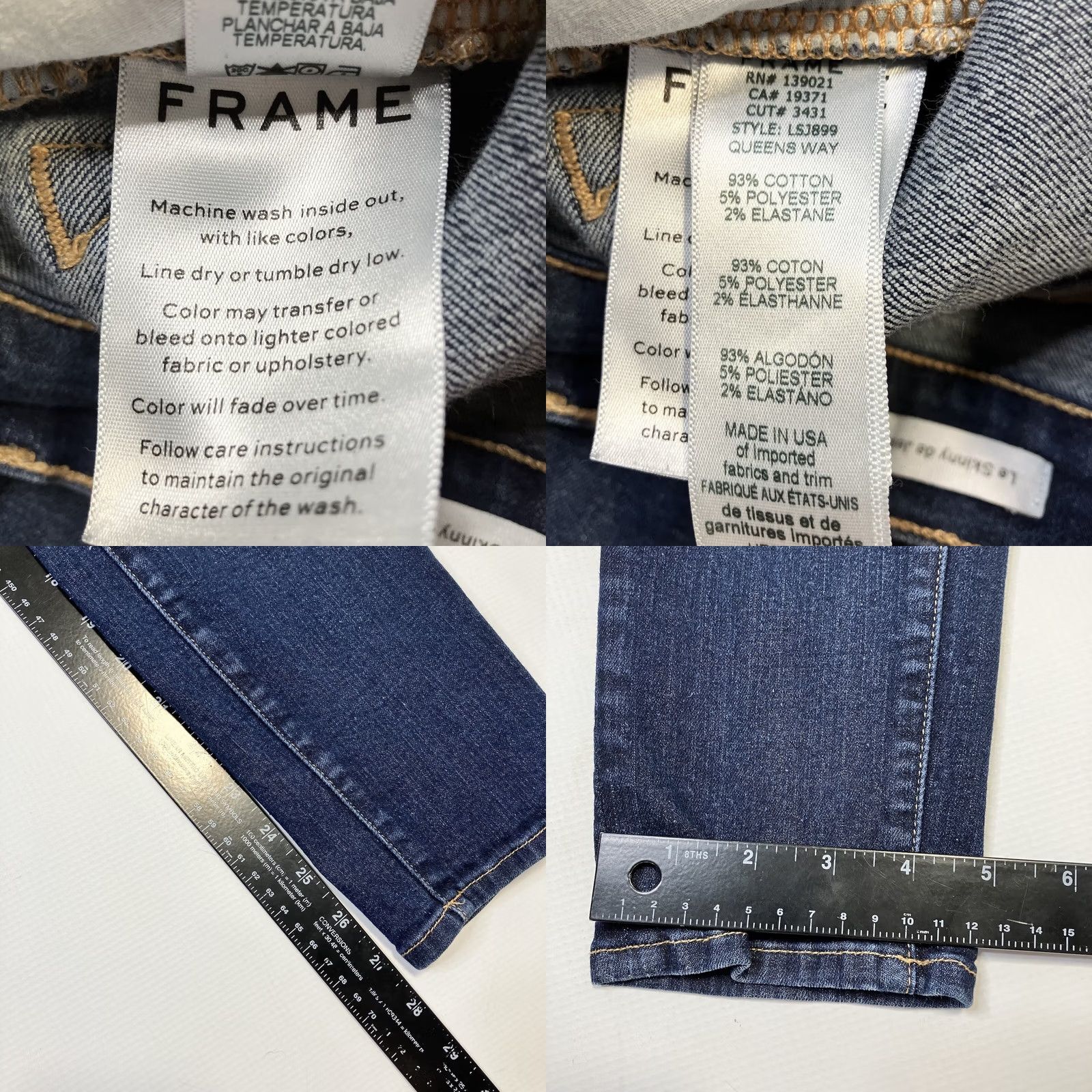Frame FRAME Le Skinny de Jeanne MidRise Jeans Slim Skinny Dark Wash 28” Inseam 32 Women Size 24" / US 00 / IT 34 - 8 Thumbnail