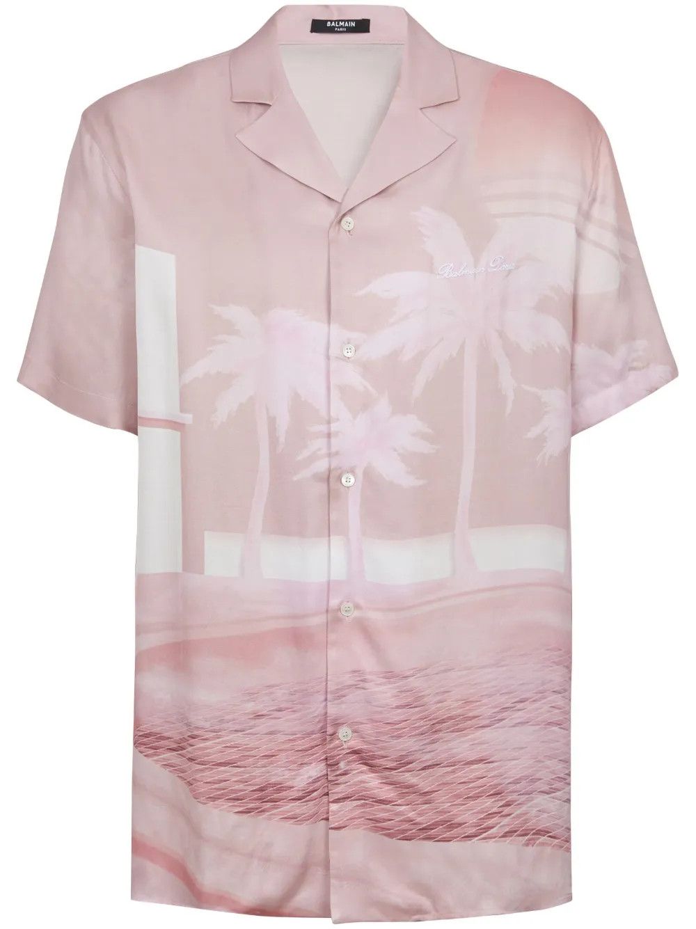 Balmain o1s1wg110925 Print Logo Embroidered Shirt in Pink/White Size US S / EU 44-46 / 1 - 1 Thumbnail