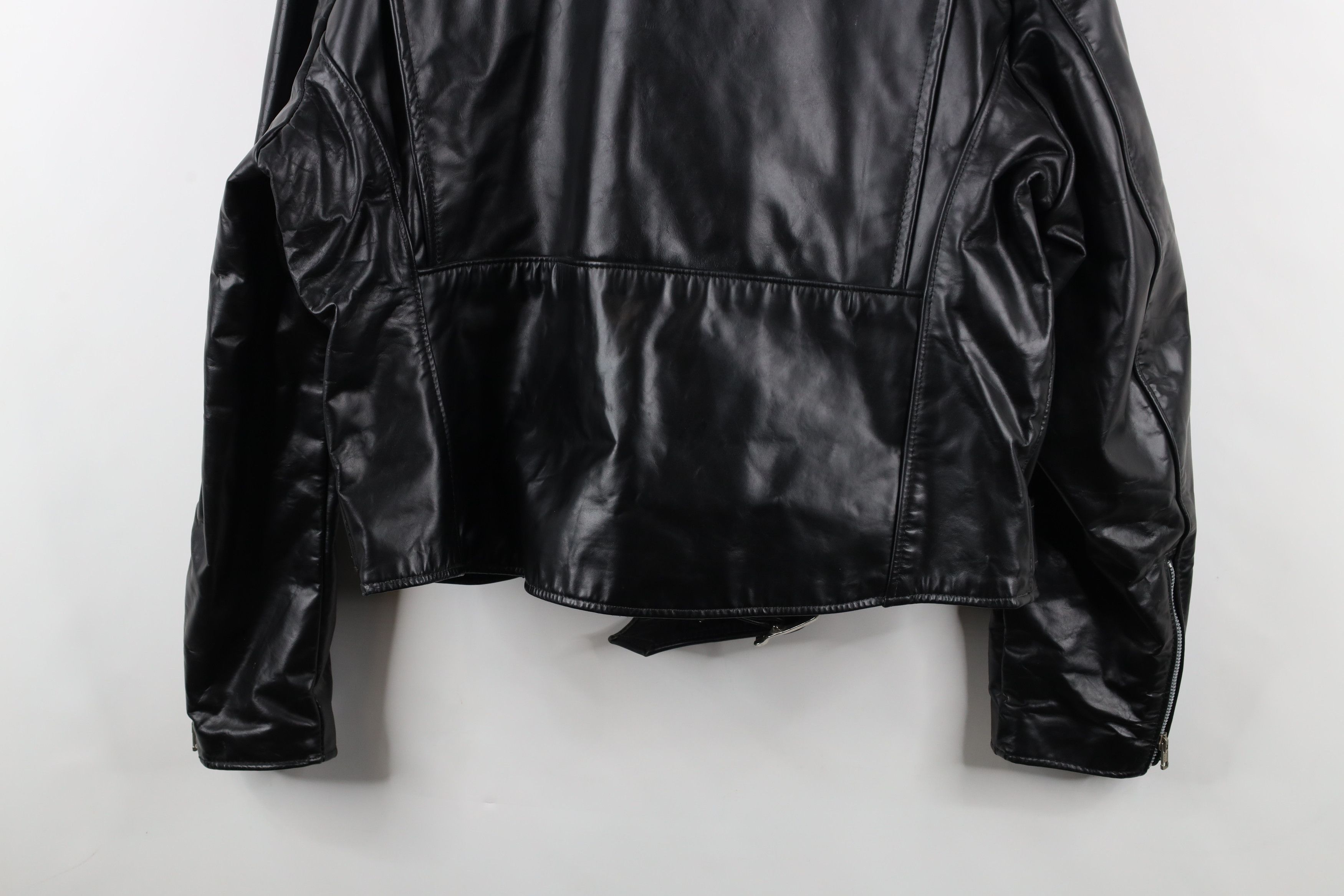 Vintage Vintage 70s 80s Belted Leather Motorcycle Jacket Black USA Size US XXL / EU 58 / 5 - 13 Thumbnail