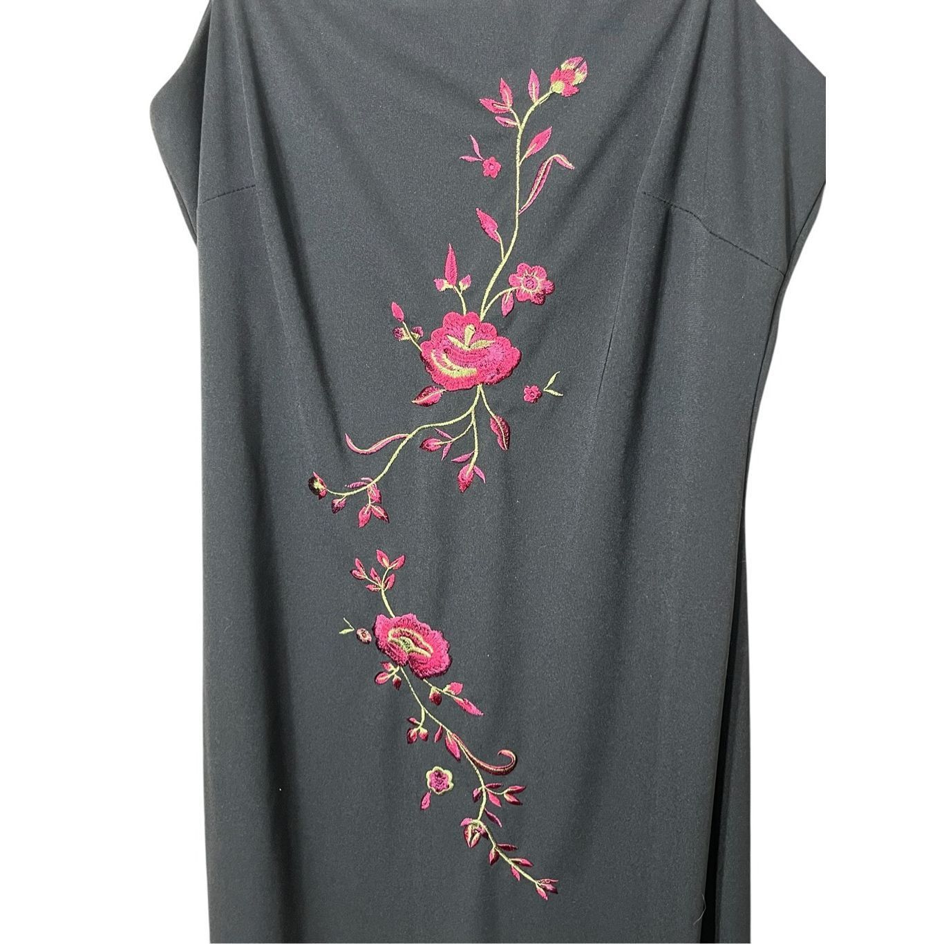 Other Vintage Arianna By Rachel Kaye Y2K Black Maxi Gown Embroider Size L / US 10 / IT 46 - 5 Thumbnail