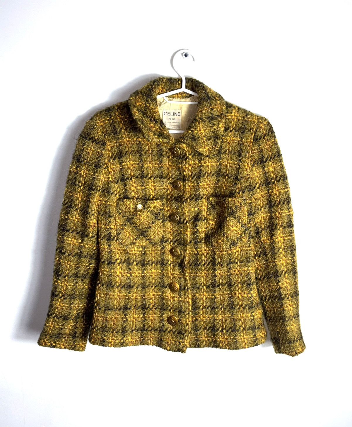 Celine × Vintage Celine Tweed Gold Buttons Blazer Size M / US 6-8 / IT 42-44 - 1 Thumbnail