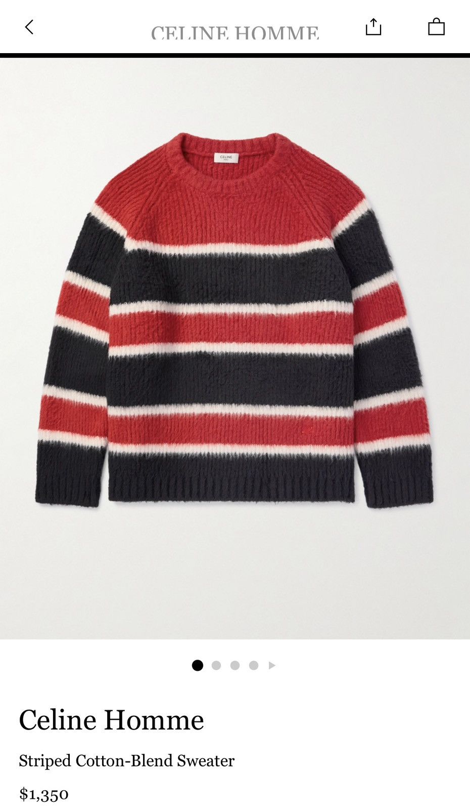 Celine $1.35k 🤑 FW24 Celine striped sweater Hedi Slimane sample Size US L / EU 52-54 / 3 - 8 Thumbnail