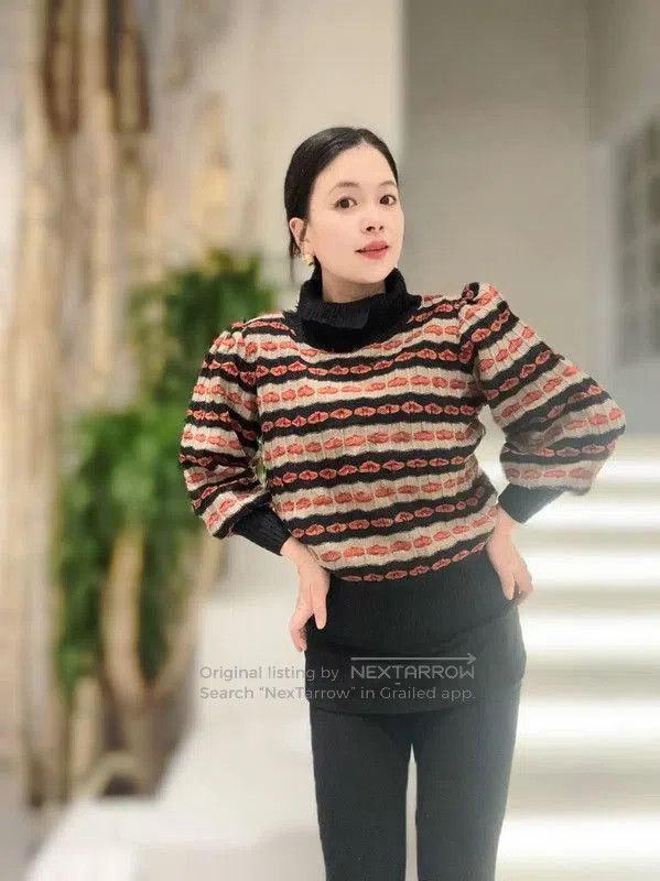 Yves Saint Laurent YSL Color Block Wool Knit Sweater . Size XXS / US 00 / IT 34 - 4 Thumbnail