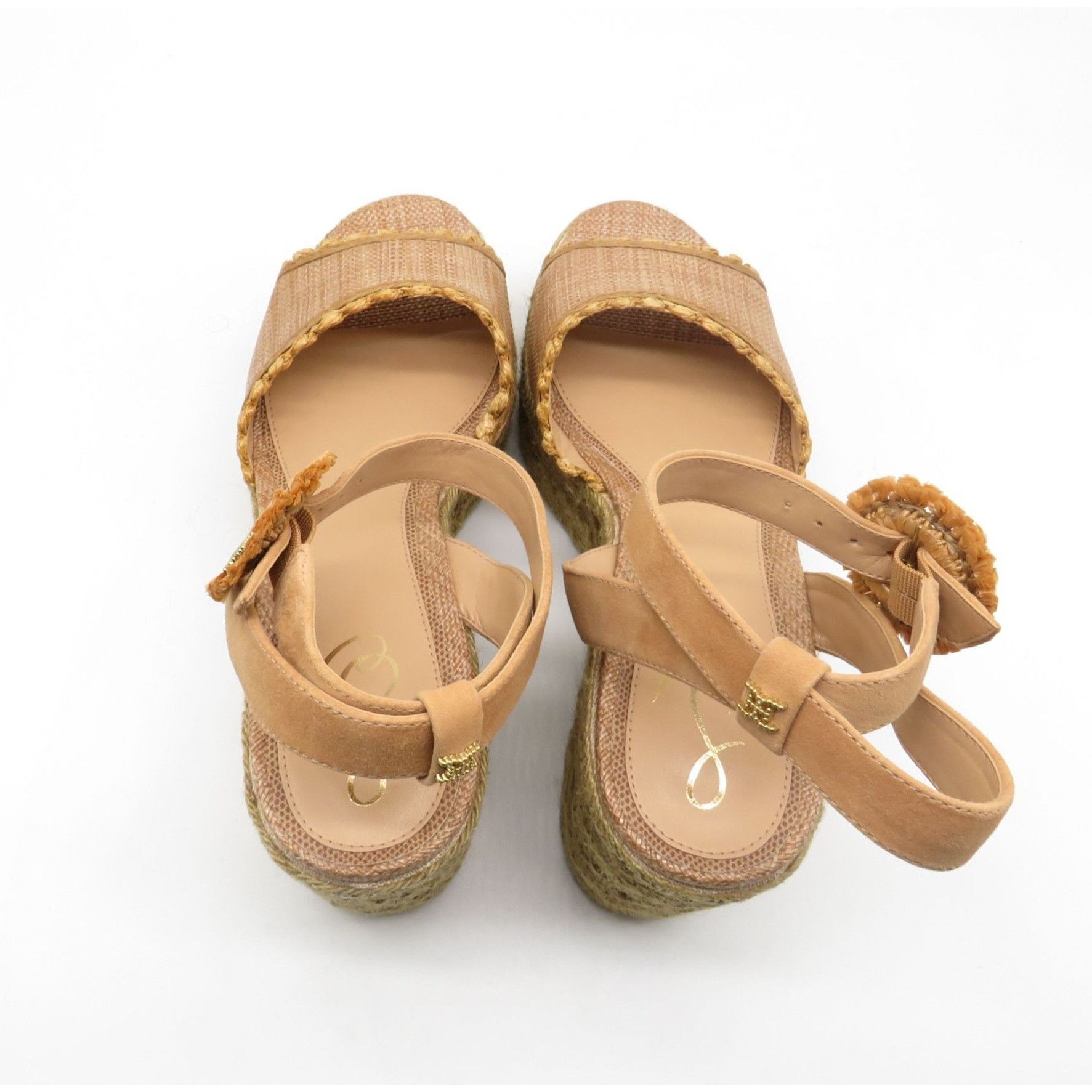 Sam Edelman Sam Edelman Amber Tan Raffia Suede Platform Wedge Sandals US Size US 10 / IT 40 - 7 Thumbnail
