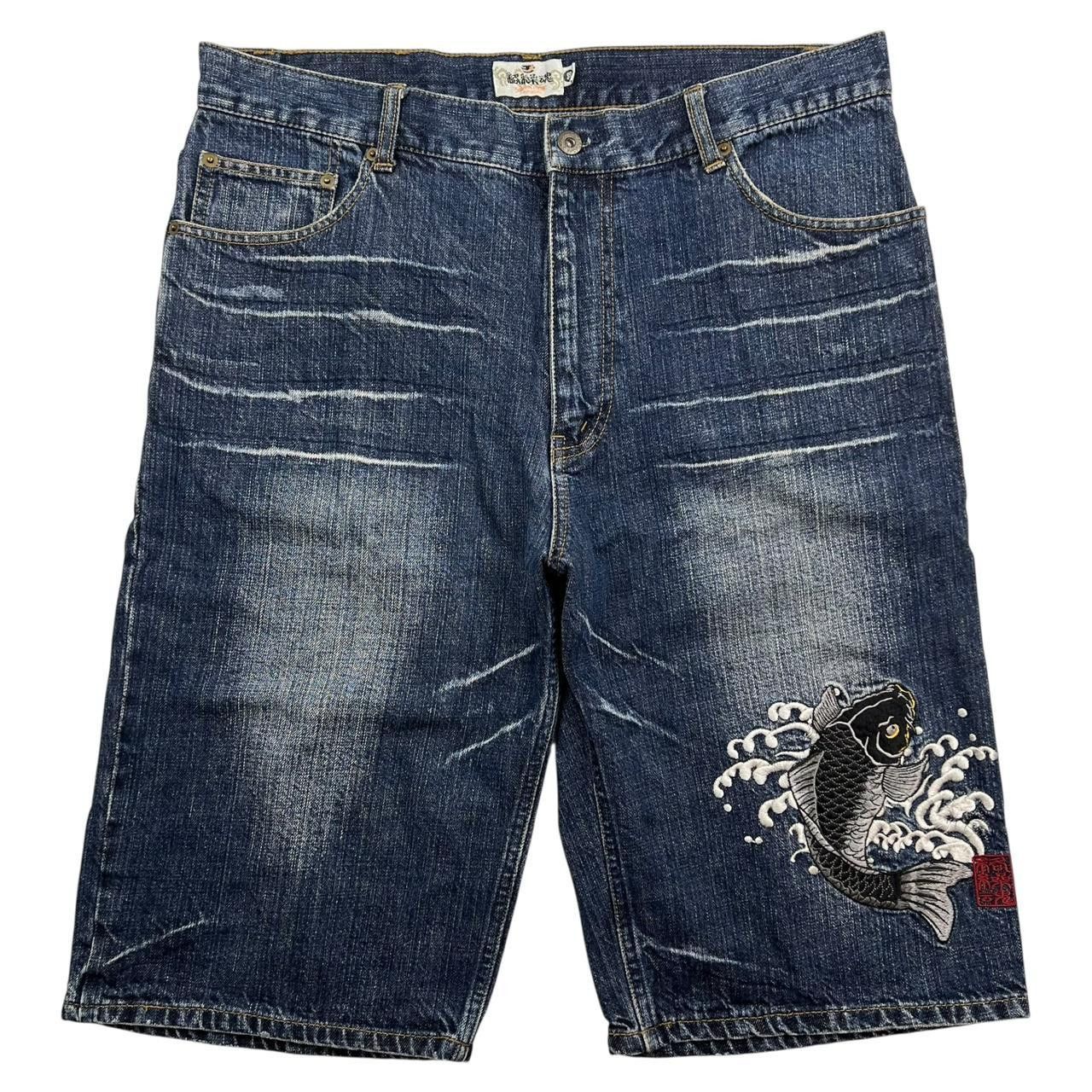 Karakuri Tamashii Karakuri Tamashii Embroidered Koi Japanese Shorts - Waist 37 Size US 37 - 1 Thumbnail
