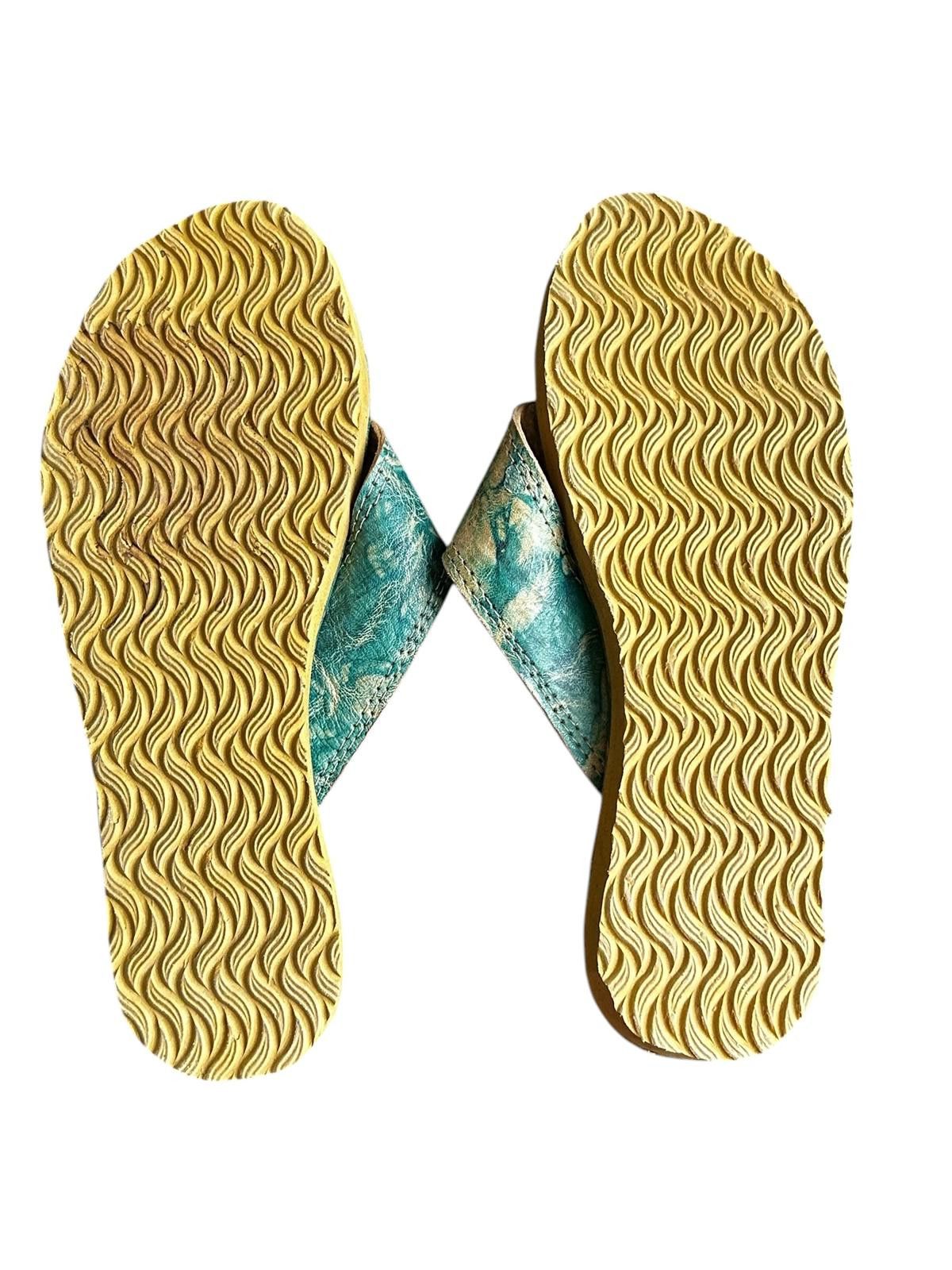 Designer Handcrafted Leather Flip Flops with Shell Detail Size US 6 / IT 36 - 3 Thumbnail