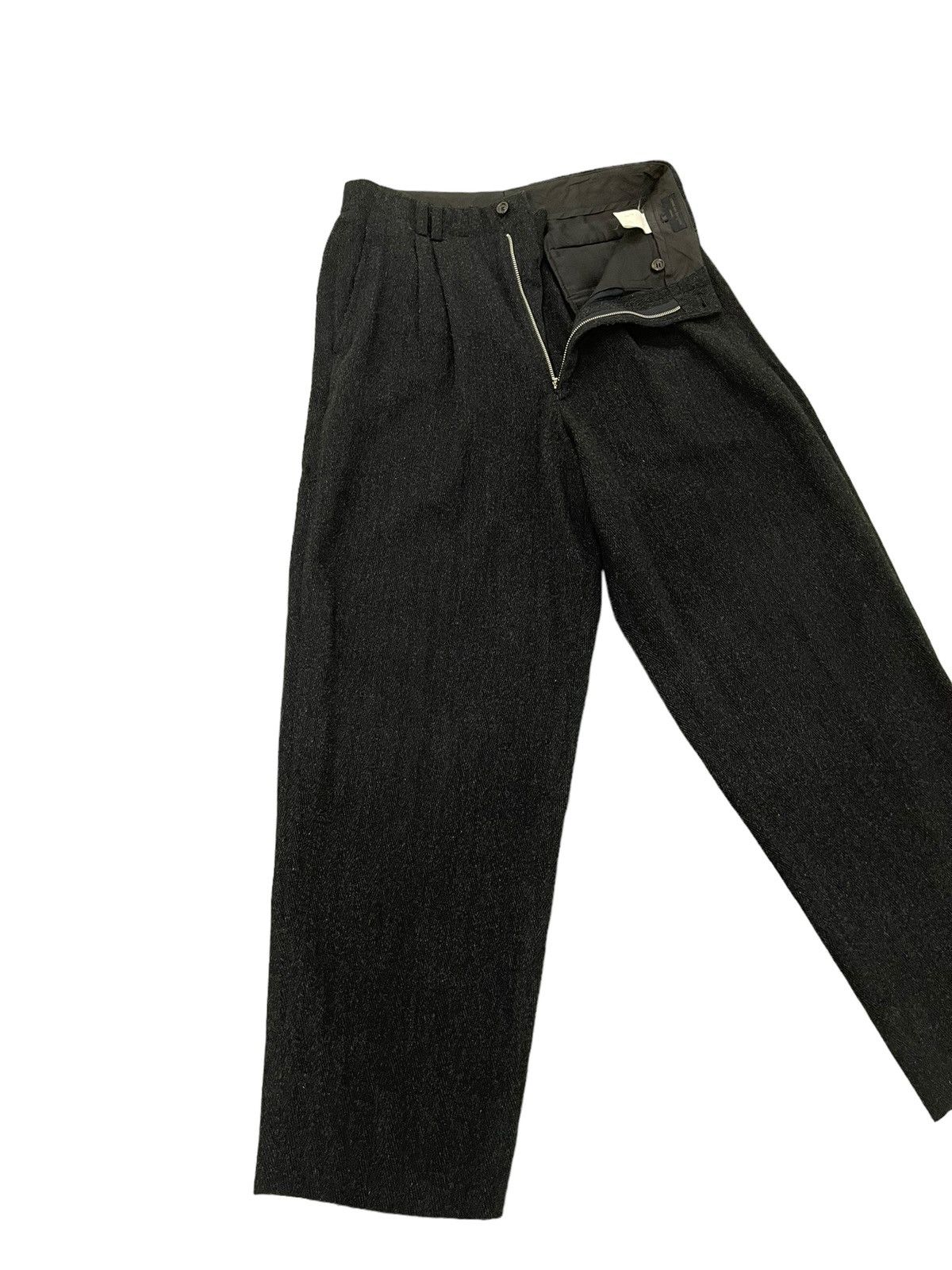 Comme des Garcons Vtg 90s CDGH Herringbones Wide Wool Trouser Tapered 6🟦5 Size US 29 - 1 Thumbnail
