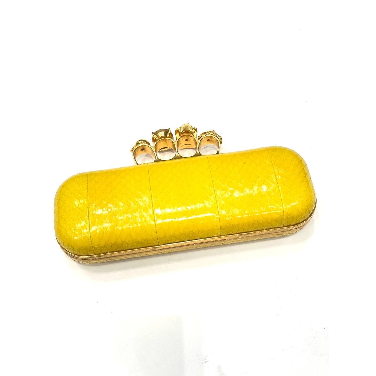 Alexander McQueen Alexander McQueen Yellow Snakeskin Skull Clutch Size ONE SIZE - 1 Thumbnail