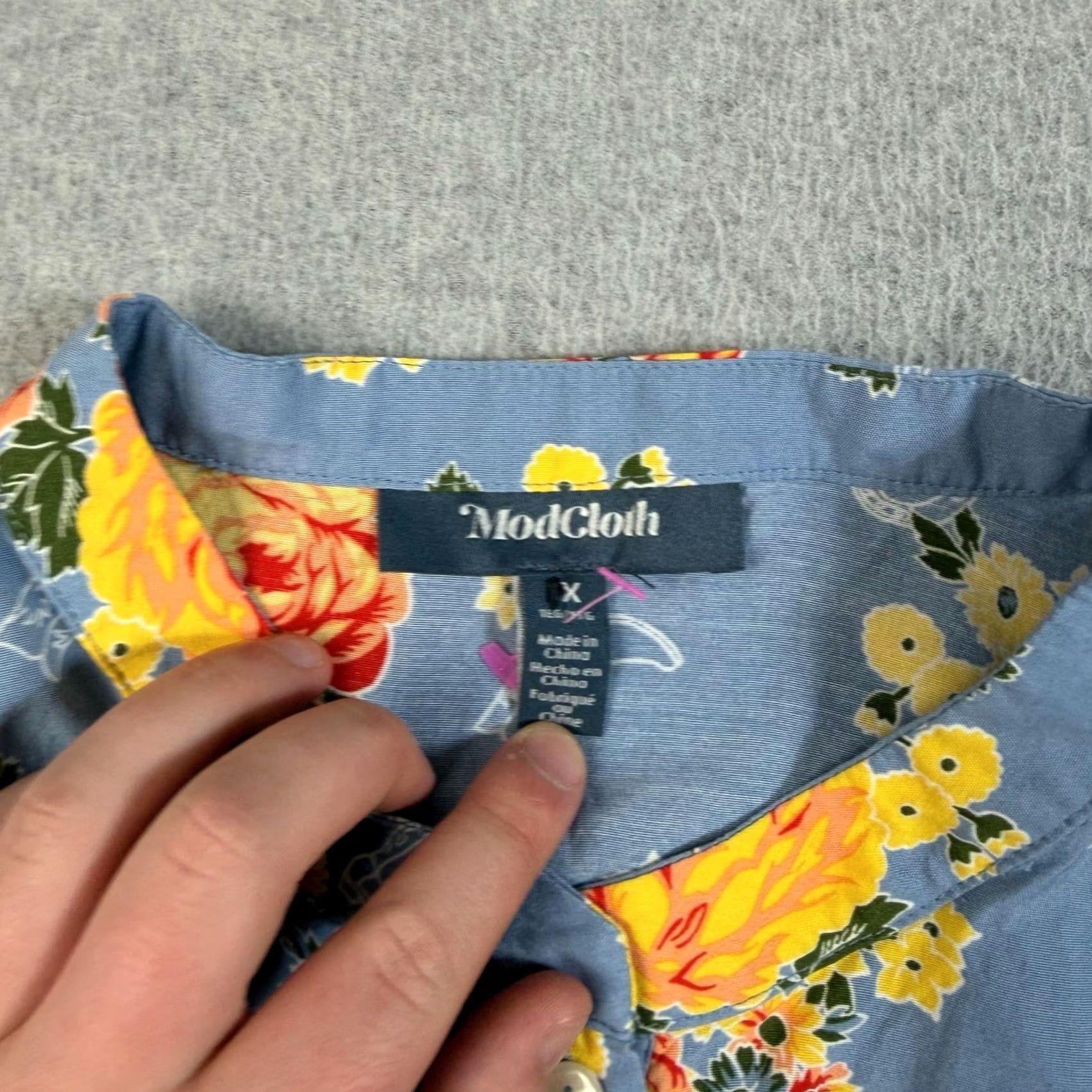 Vintage ModCloth Romper Womens 1X Blue Floral Western Button Front Sleeveless Boho Comfy Size 40" / US 18 - 3 Thumbnail