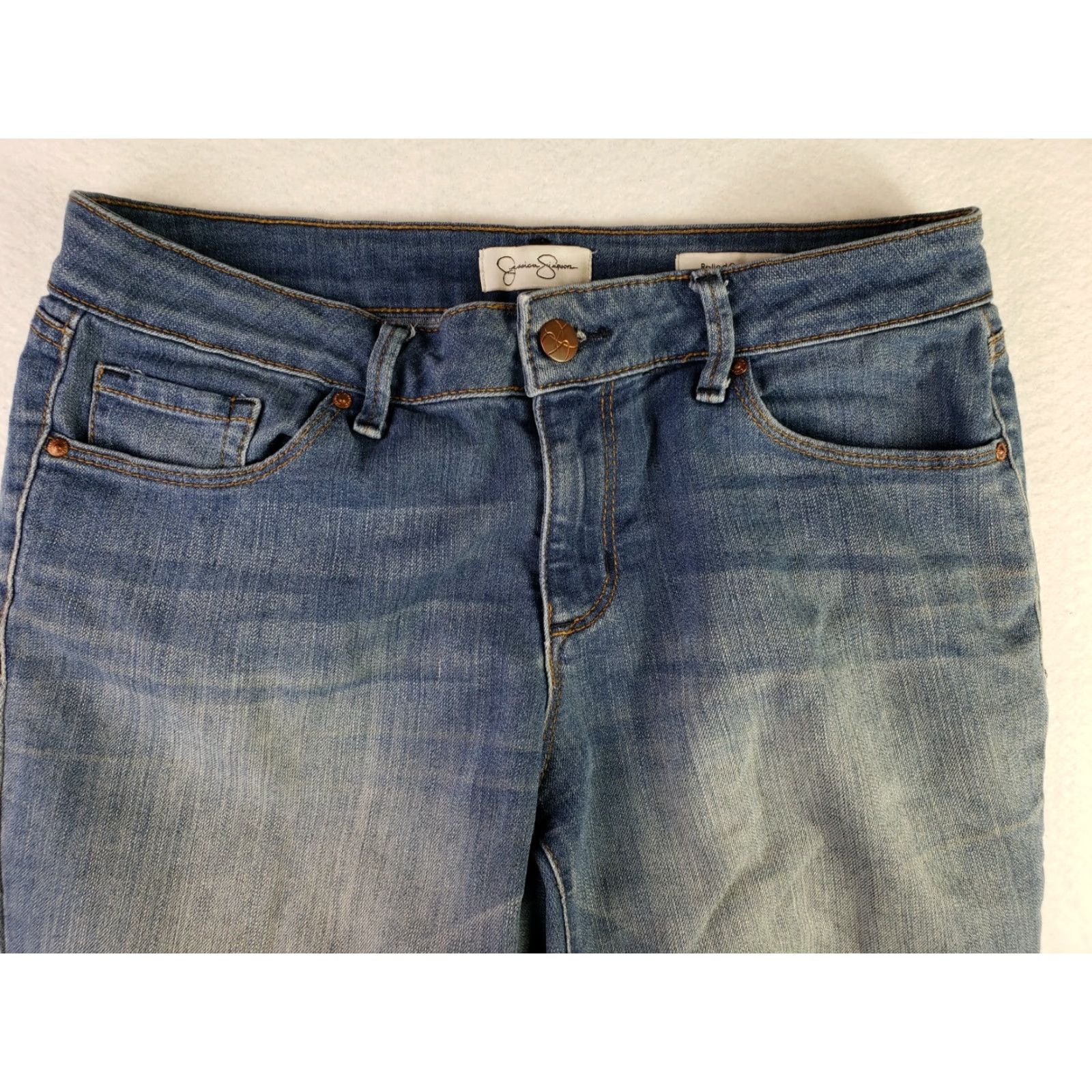 Jessica Simpson VINTAGE? Not specified. Jessica Simpson Jeans Rolled Crop Skinny Denim Blue Womens Sz 6/28 28x25 Size 28" / US 6 / IT 42 - 6 Thumbnail