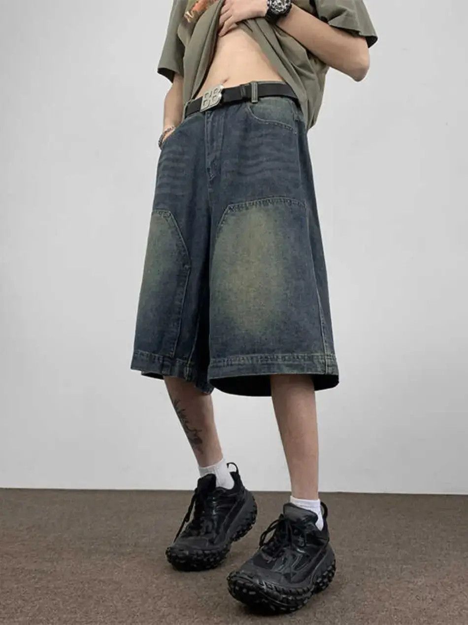 Japanese Brand Retro washed straight leg wide leg denim shorts Size US 30 / EU 46 - 2 Thumbnail