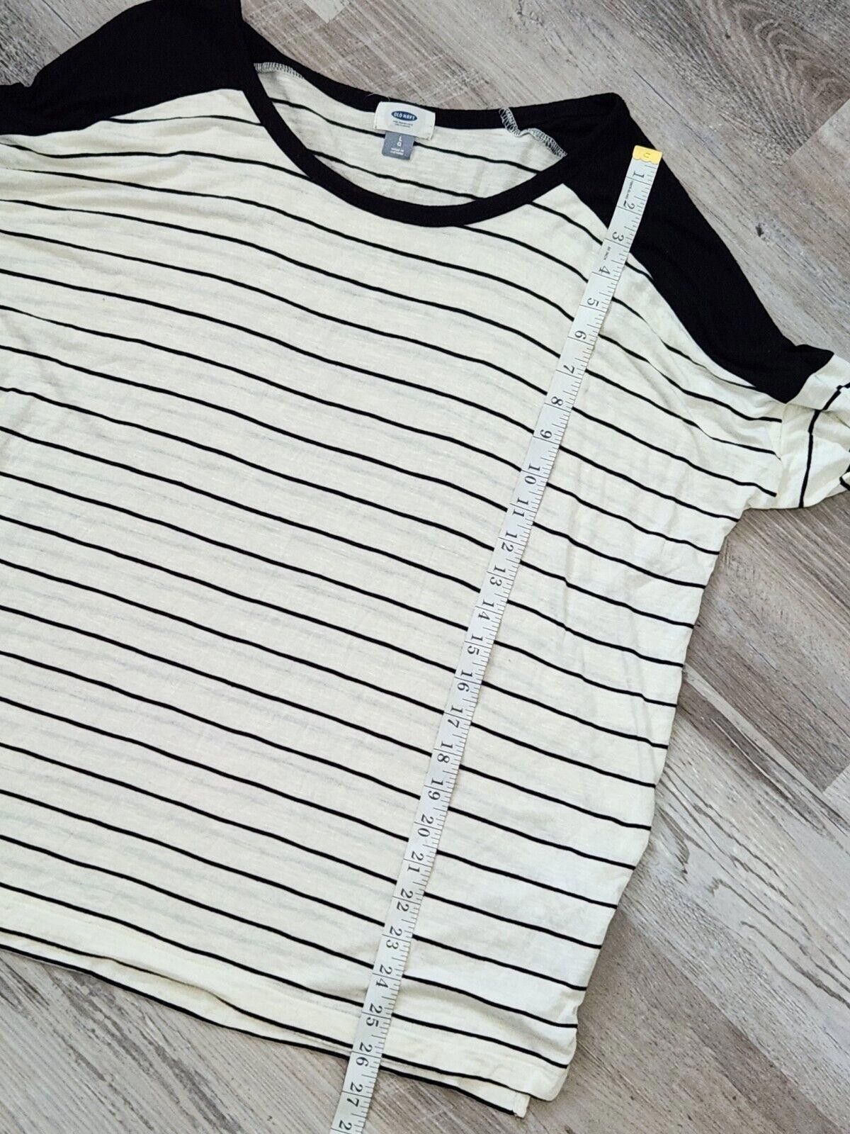 Old Navy Old Navy Shirt Large Tunic Top Black Cream Striped Size L / US 10 / IT 46 - 5 Thumbnail