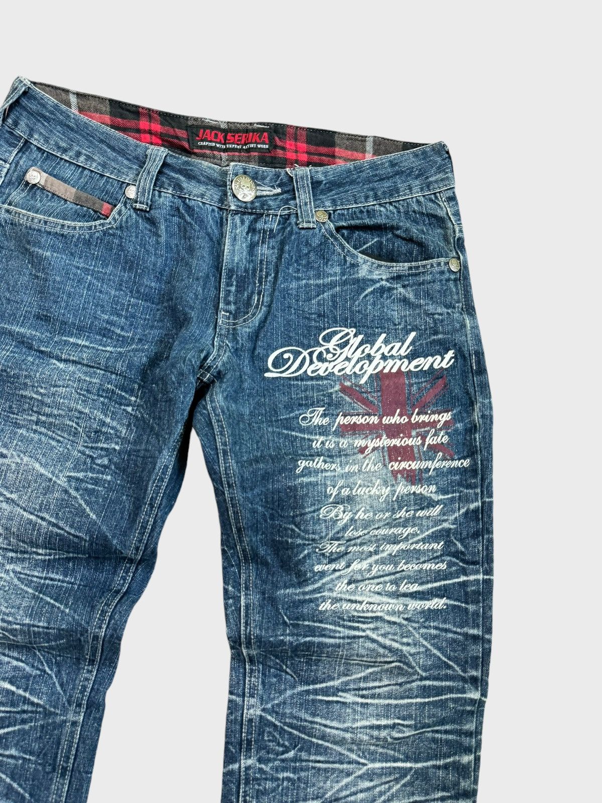 Hysteric Glamour × Japanese Brand JACK SERIKA POEM TARTAN PLAID CLAW MARK DENIM Size US 30 / EU 46 - 5 Thumbnail