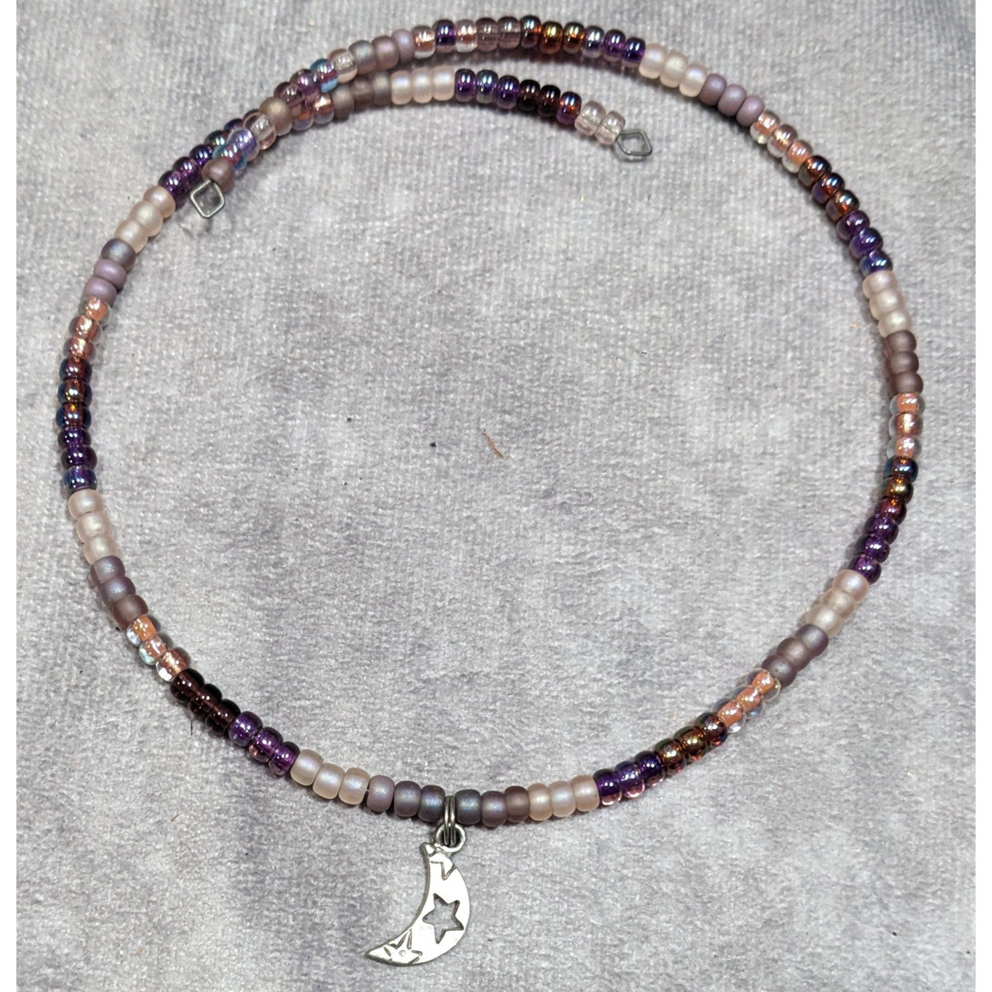 Other Minimalist Witchy Purple Beaded Moon Charm Coil Necklace Size ONE SIZE - 6 Thumbnail